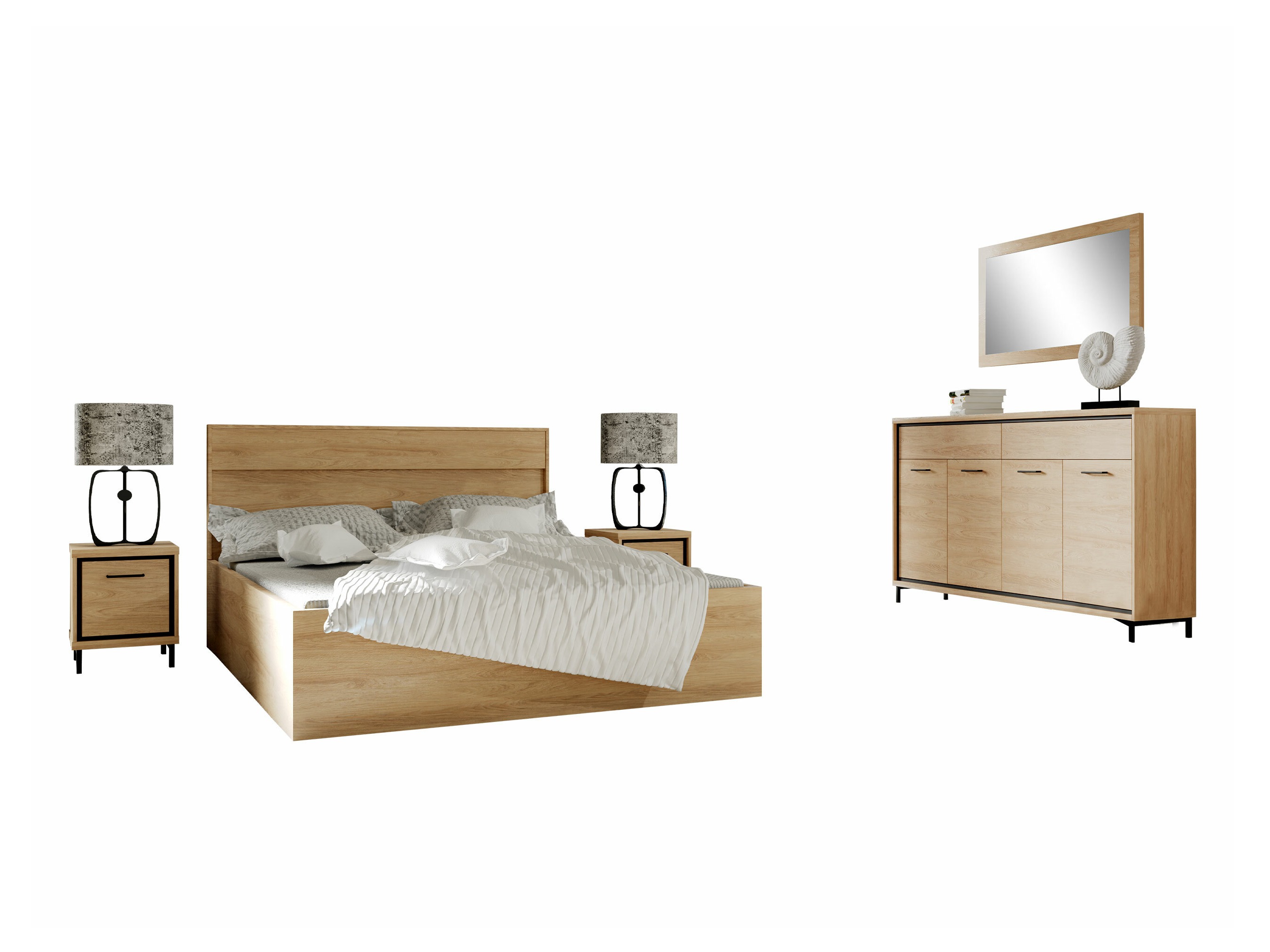 Schlafzimmer-Set Etrmoni 122 (Helles Holz)