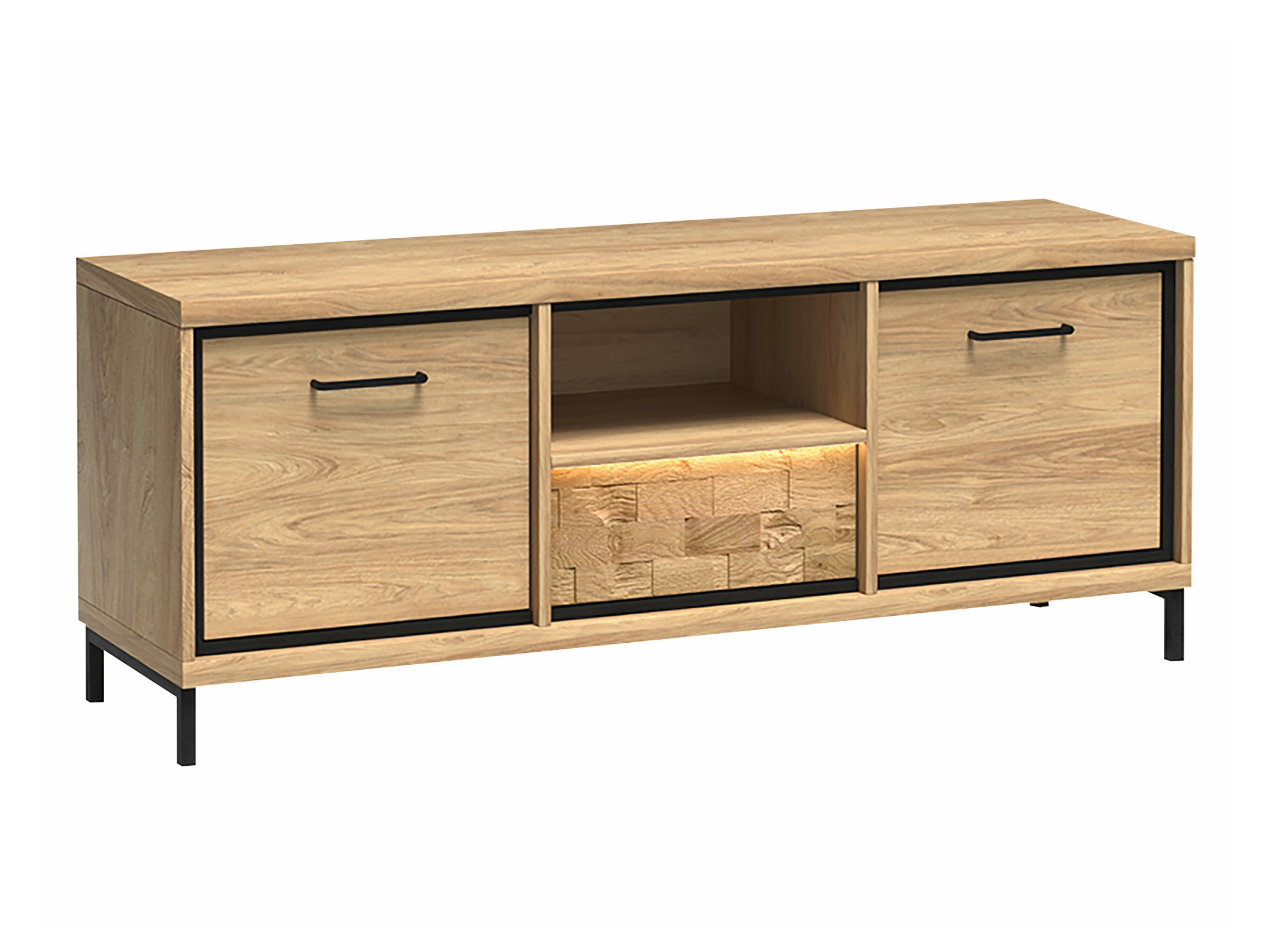 TV-Möbel Etrmoni 112 (Helles Holz + Eichenholzoptik)