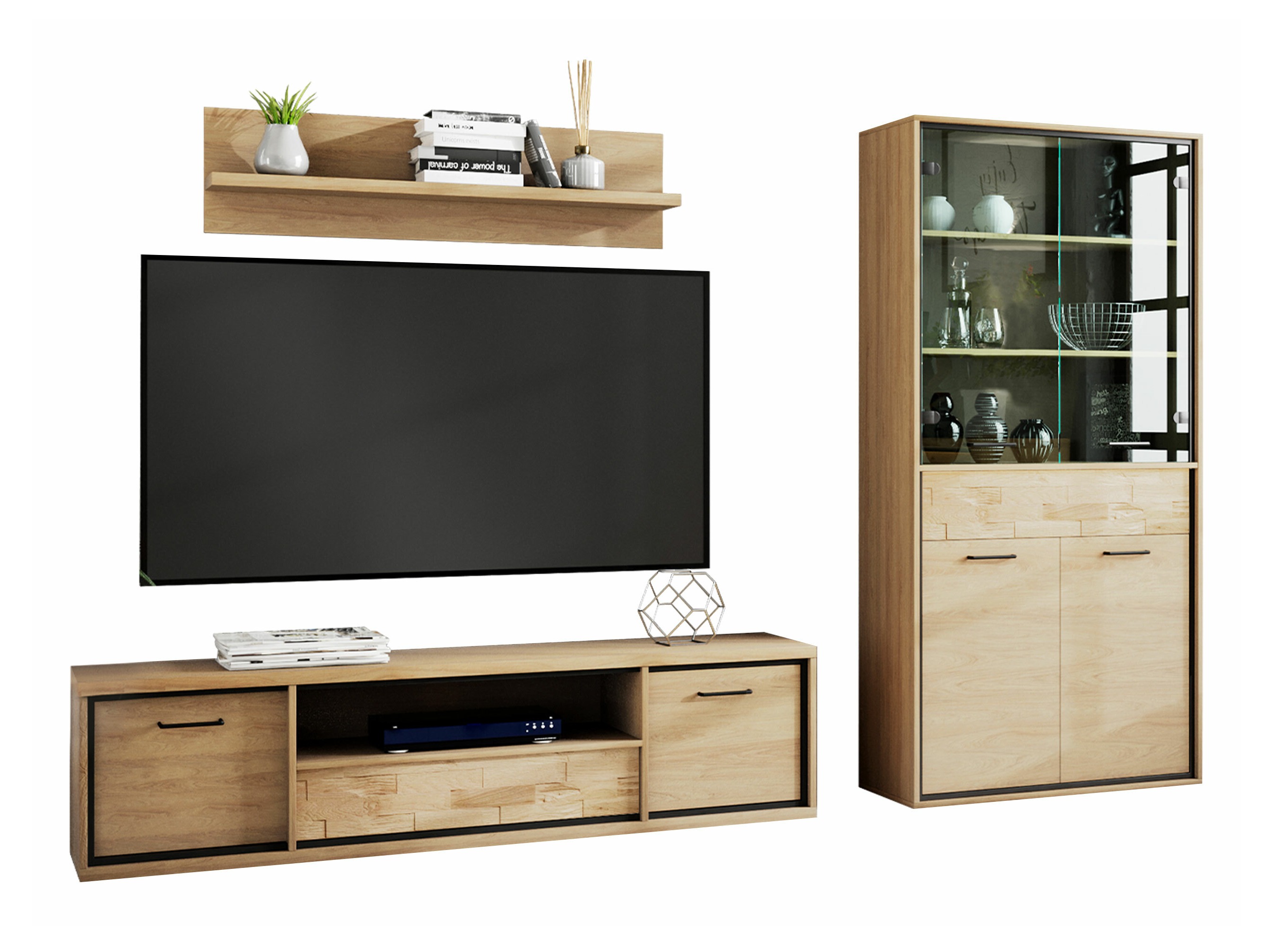Wohnzimmer-Set Etrmoni 119 (Helles Holz + Eiche)