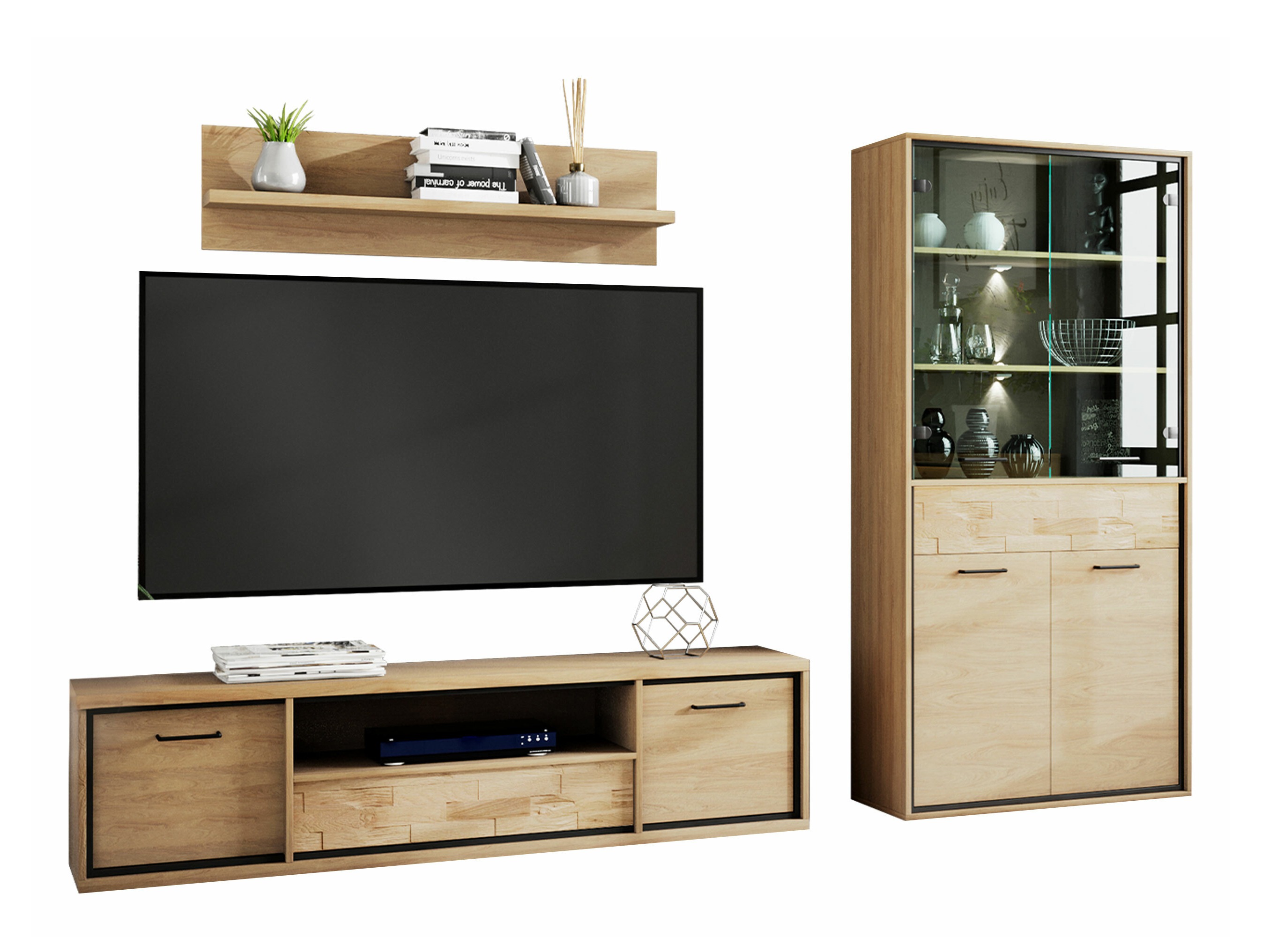 Wohnzimmer-Set Etrmoni 119 (Helles Holz + Eiche)