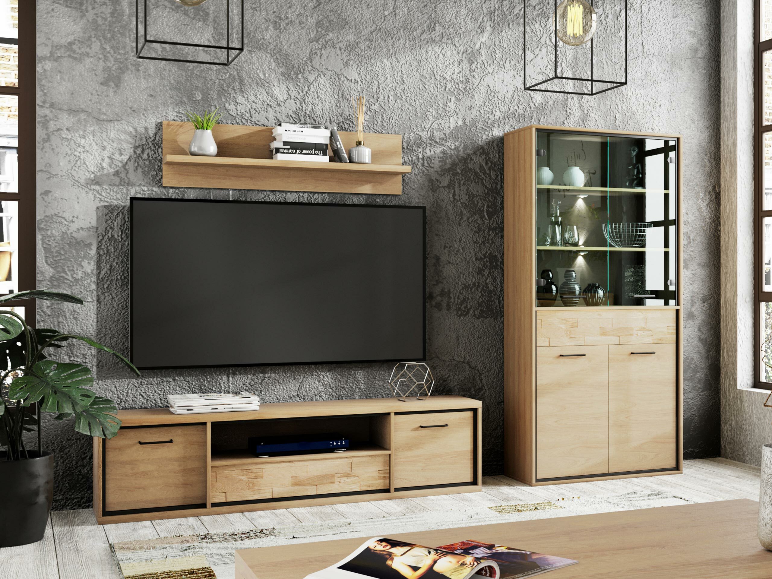Wohnzimmer-Set Etrmoni 119 (Helles Holz)