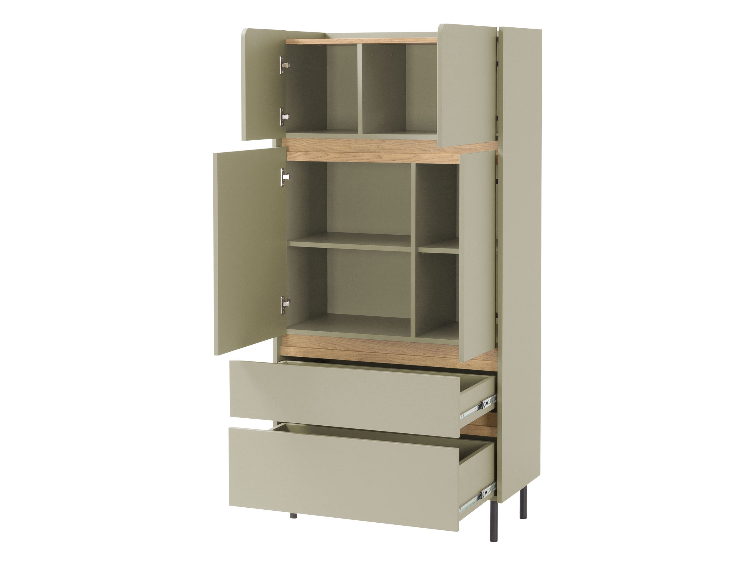 Schlafzimmer-Set Fiosono 113 (Staubiges Grün + Eichenholzoptik)