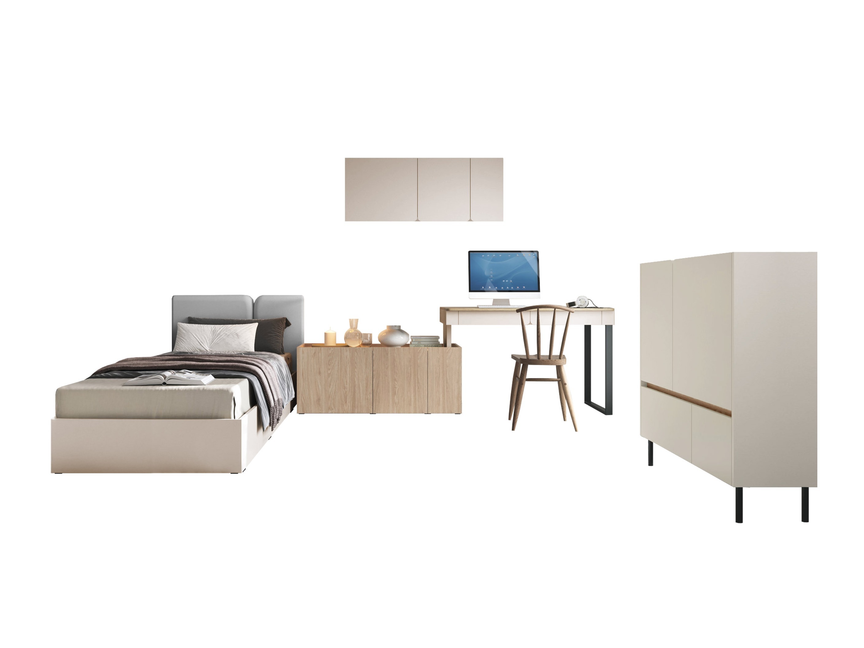 Möbel-Set Fiosono 115 (Beige + Eiche hell)