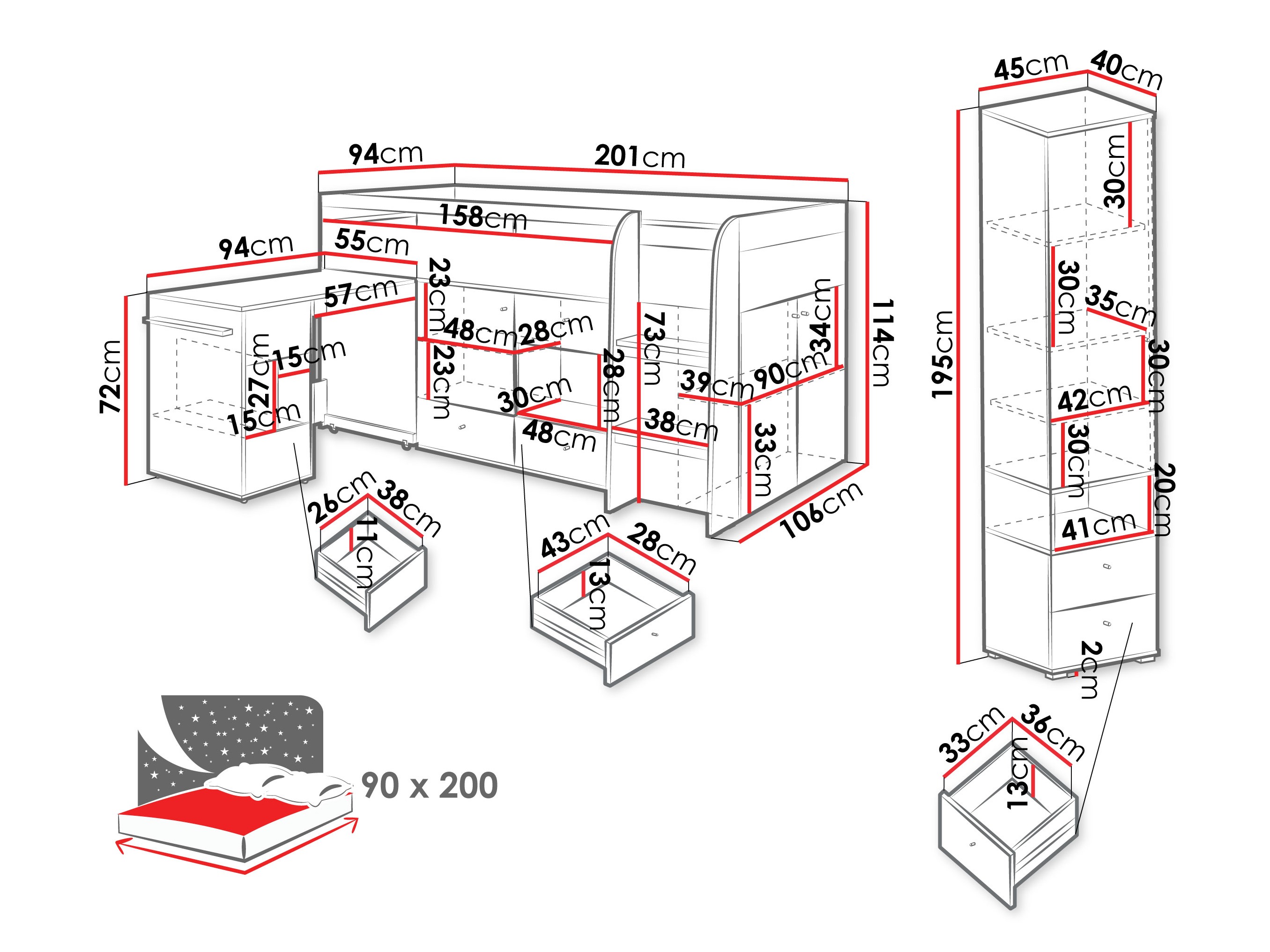 Kinderzimmer-Set Ciravie 109