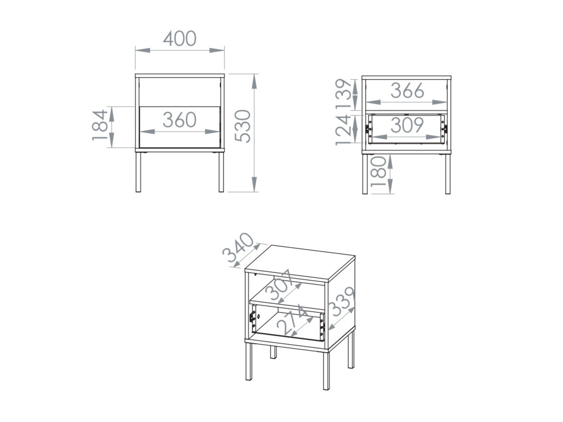 Nachttisch Virsalo 104 (Eichenholzoptik)