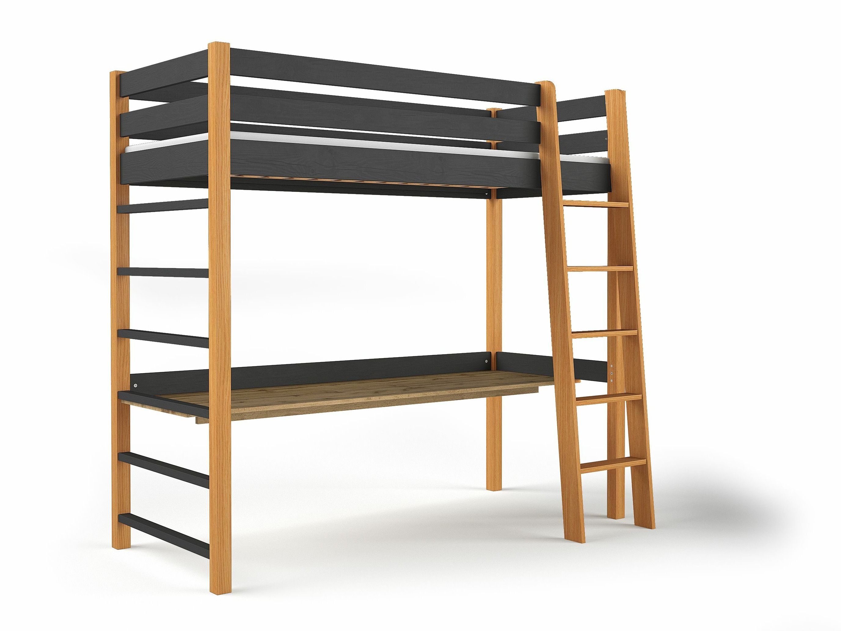 Hohes Bett Ogden 173 (Schwarz)