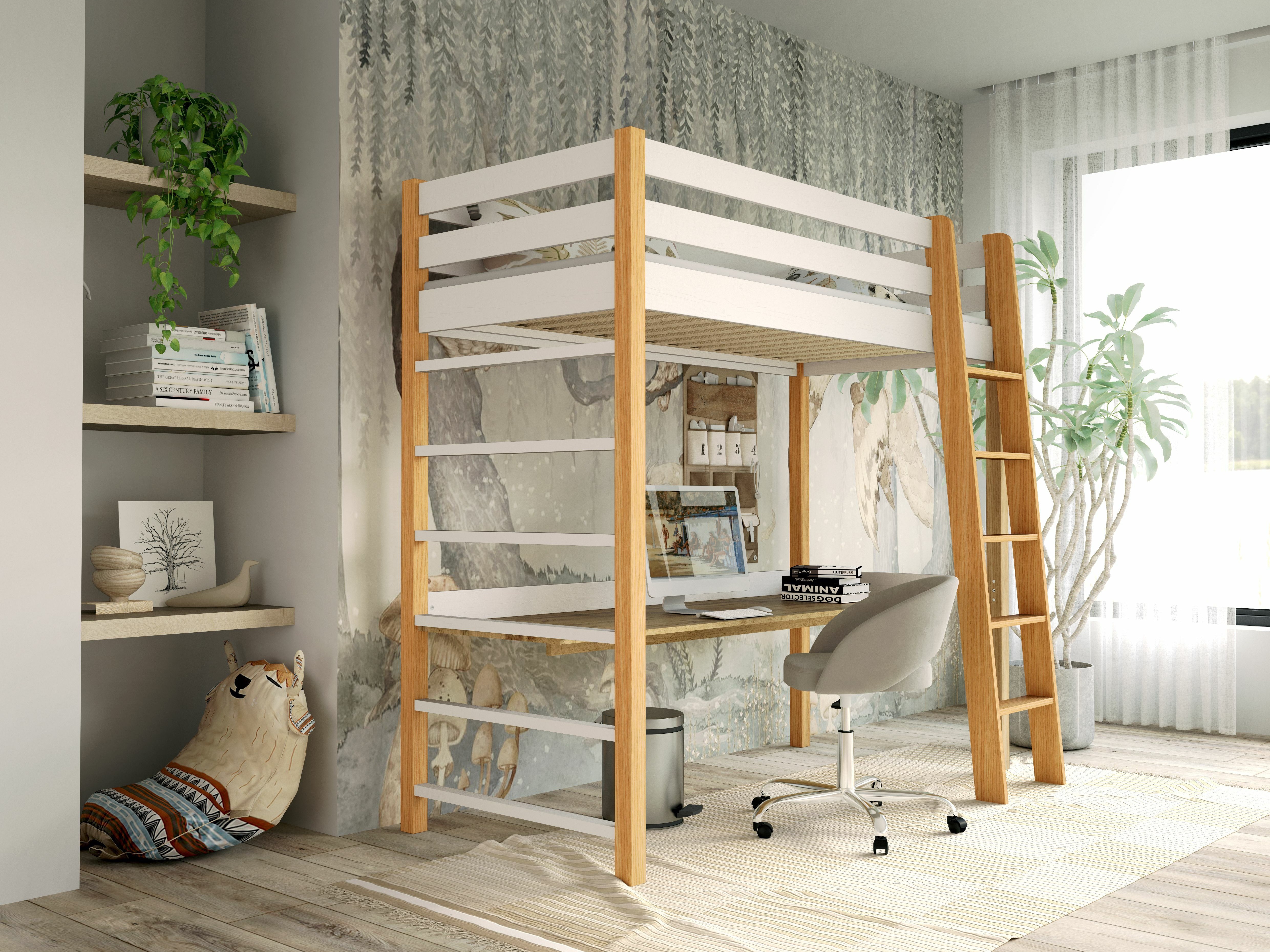 Hohes Bett Ogden 173 (Weiss)