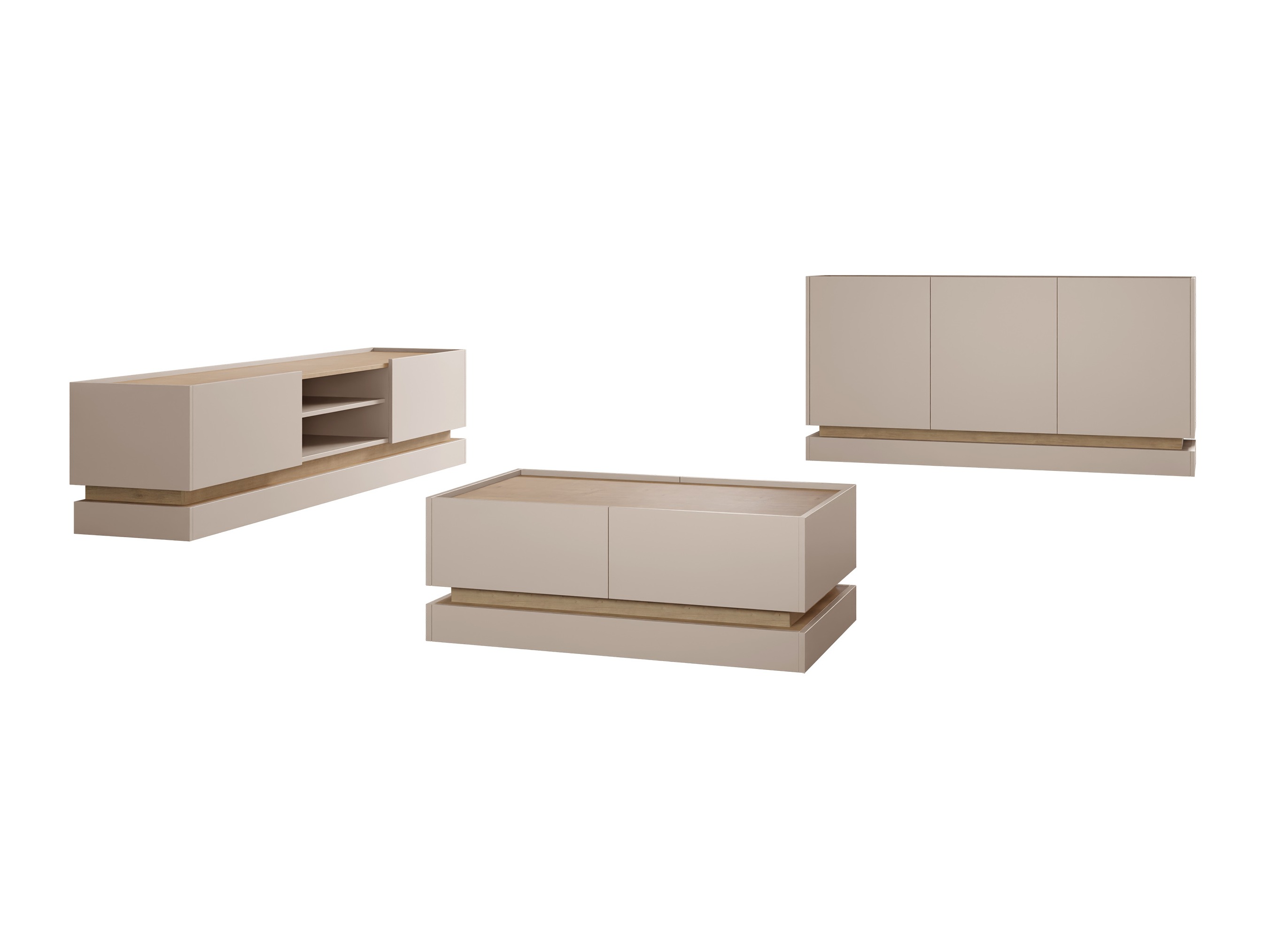 Wohnzimmer-Sets Comfivo Tilia (Kaschmir + Eichenholzoptik)