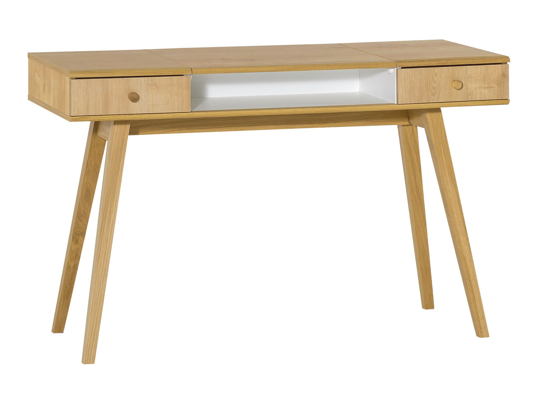 Schminktisch Ruvruvi 100 (Weiss + Eichenholzoptik)