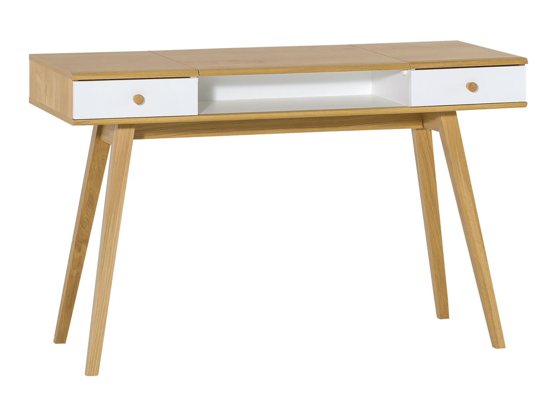 Schminktisch Ruvruvi 100 (Weiss + Eichenholzoptik)