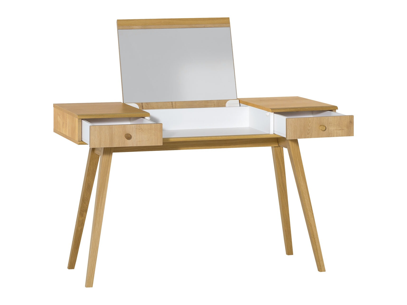Schminktisch Ruvruvi 100 (Weiss + Eichenholzoptik)