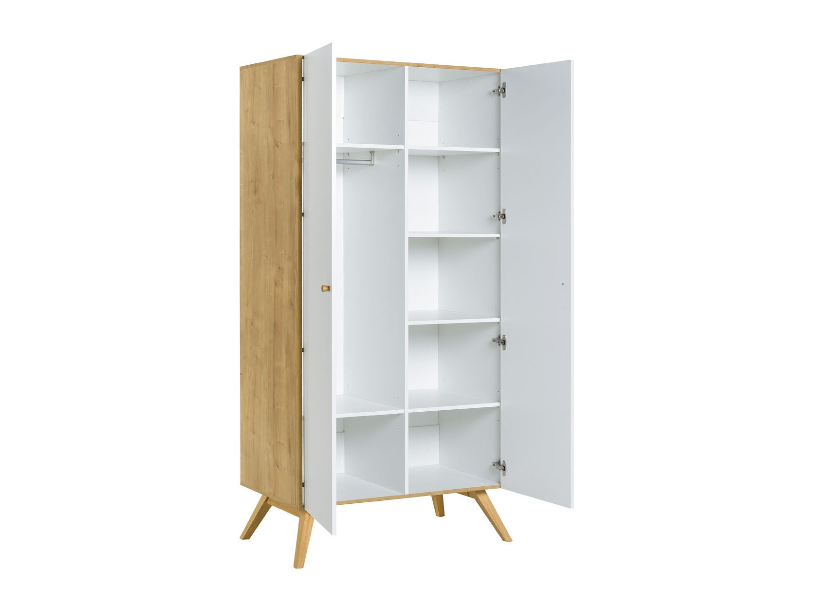 Kleiderschrank Ruvruvi 101 (Weiss + Eichenholzoptik)