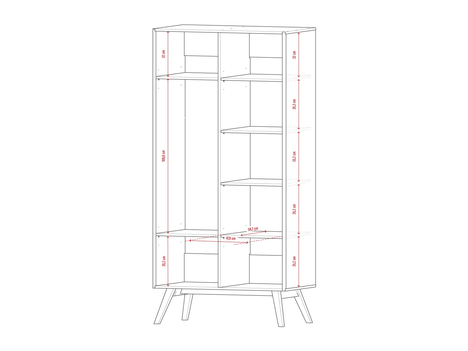 Kleiderschrank Ruvruvi 101 (Weiss + Eichenholzoptik)