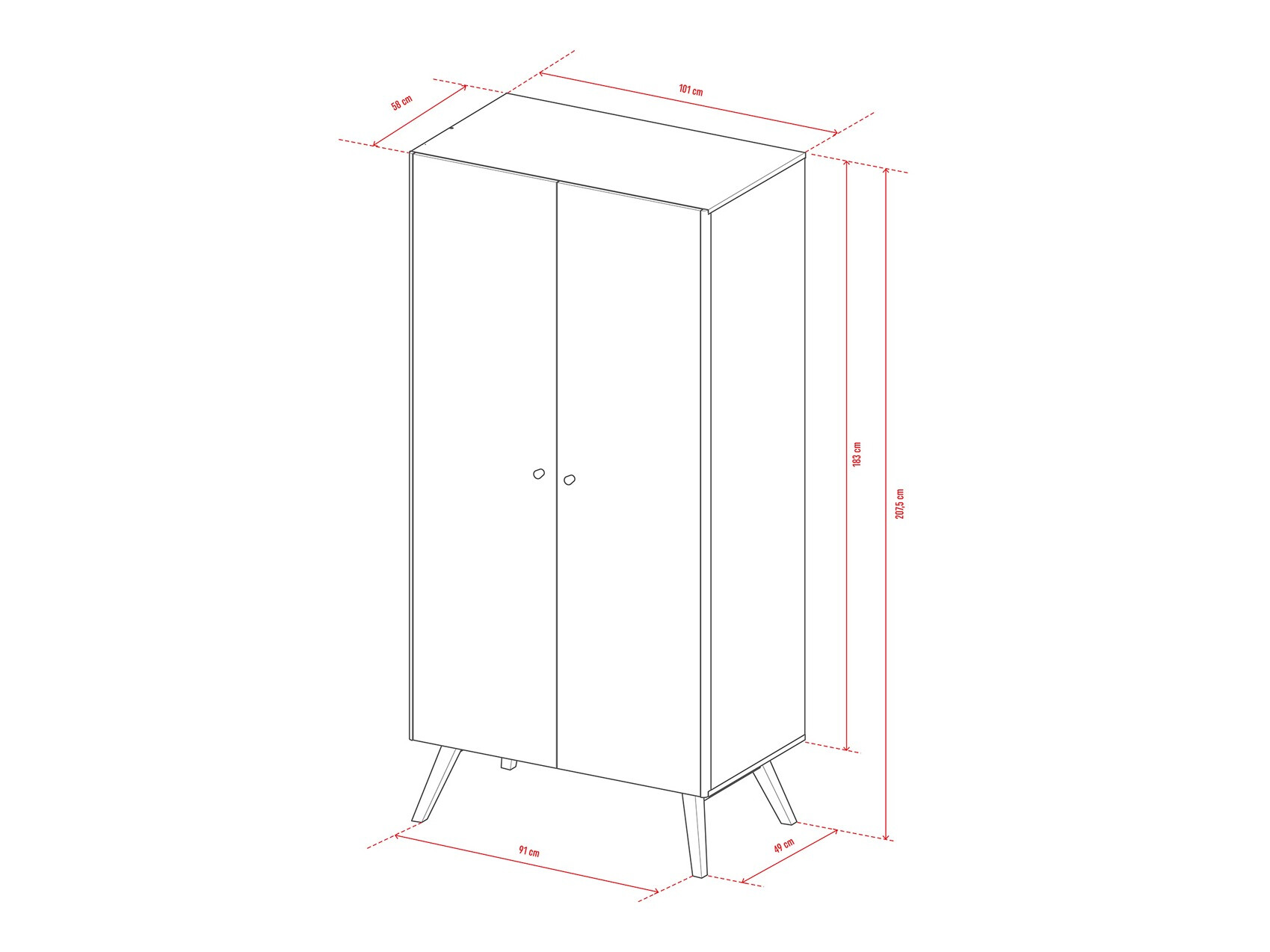 Kleiderschrank Ruvruvi 101 (Weiss + Eichenholzoptik)