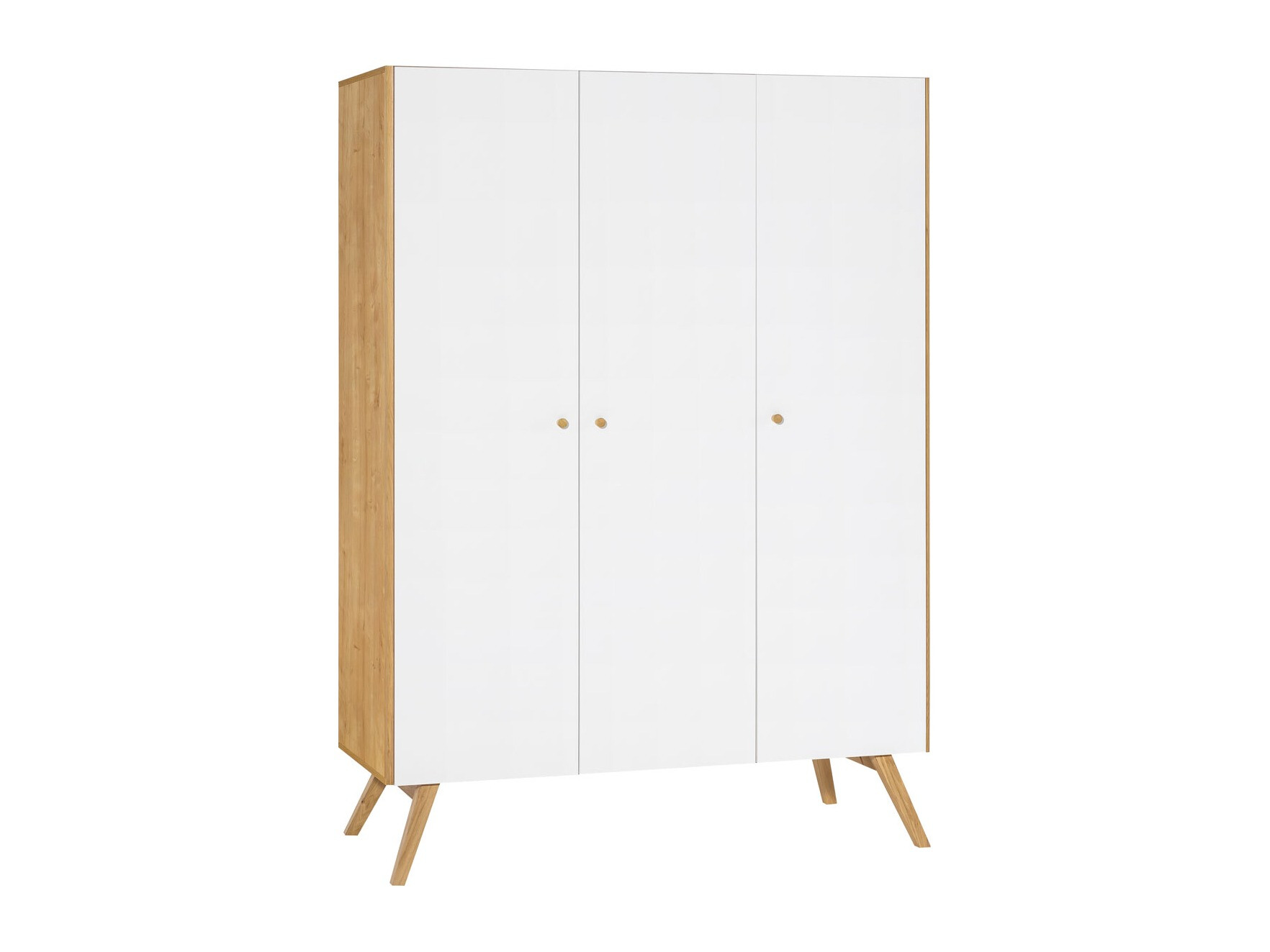 Kleiderschrank Ruvruvi 102 (Weiss + Eichenholzoptik)