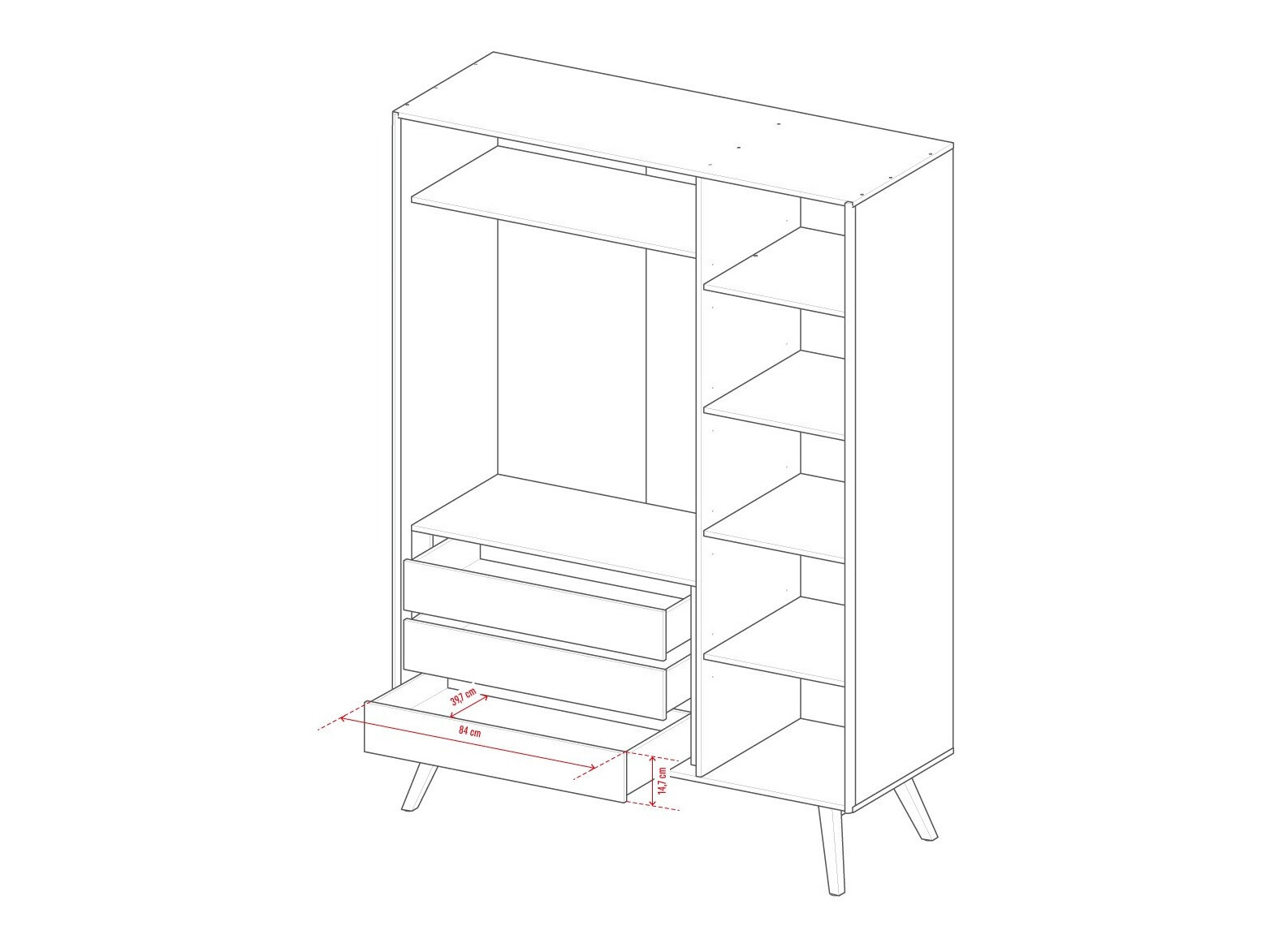 Kleiderschrank Ruvruvi 102 (Weiss + Eichenholzoptik)