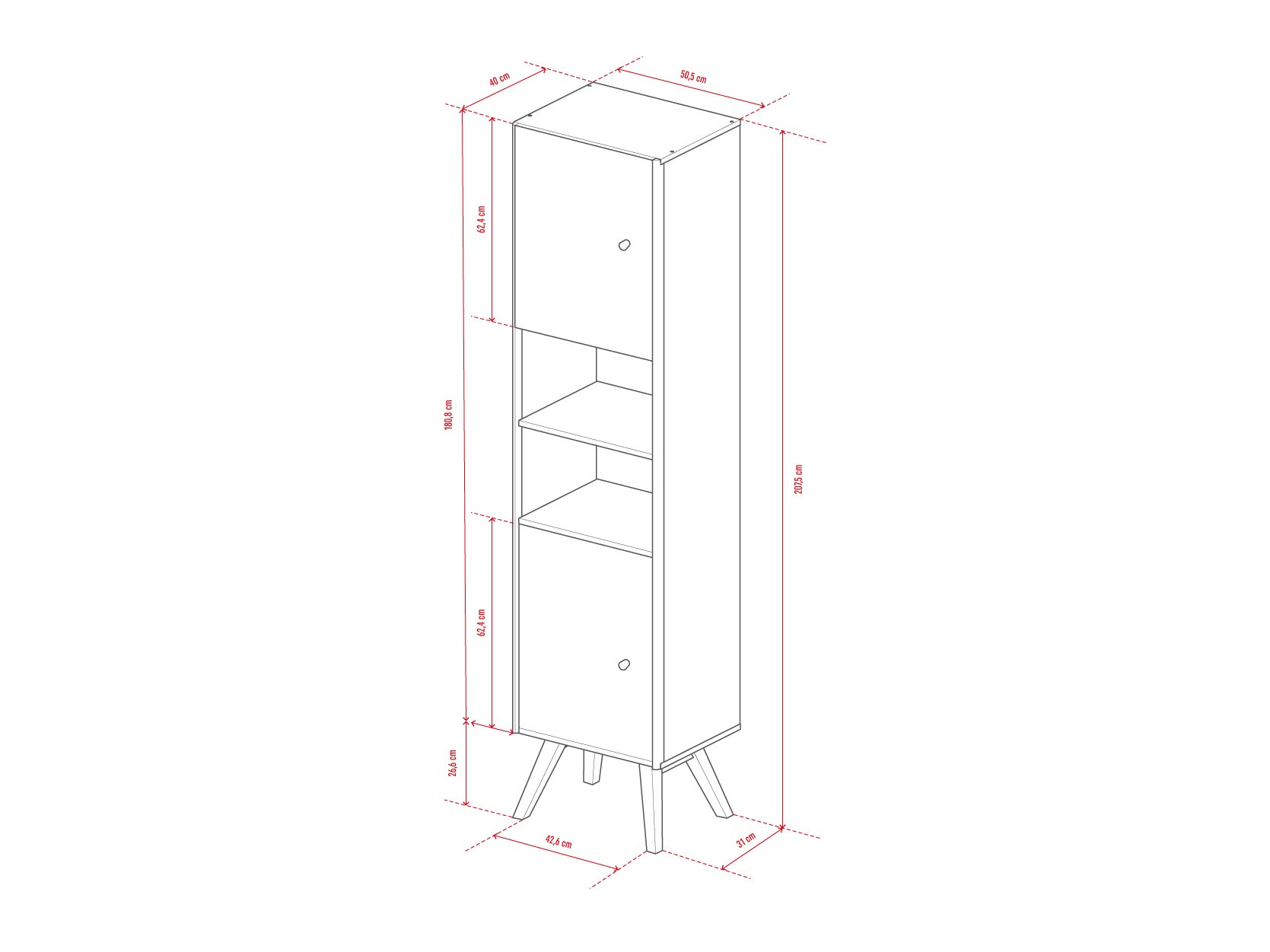 Regal Ruvruvi 106 (Weiss + Eichenholzoptik)