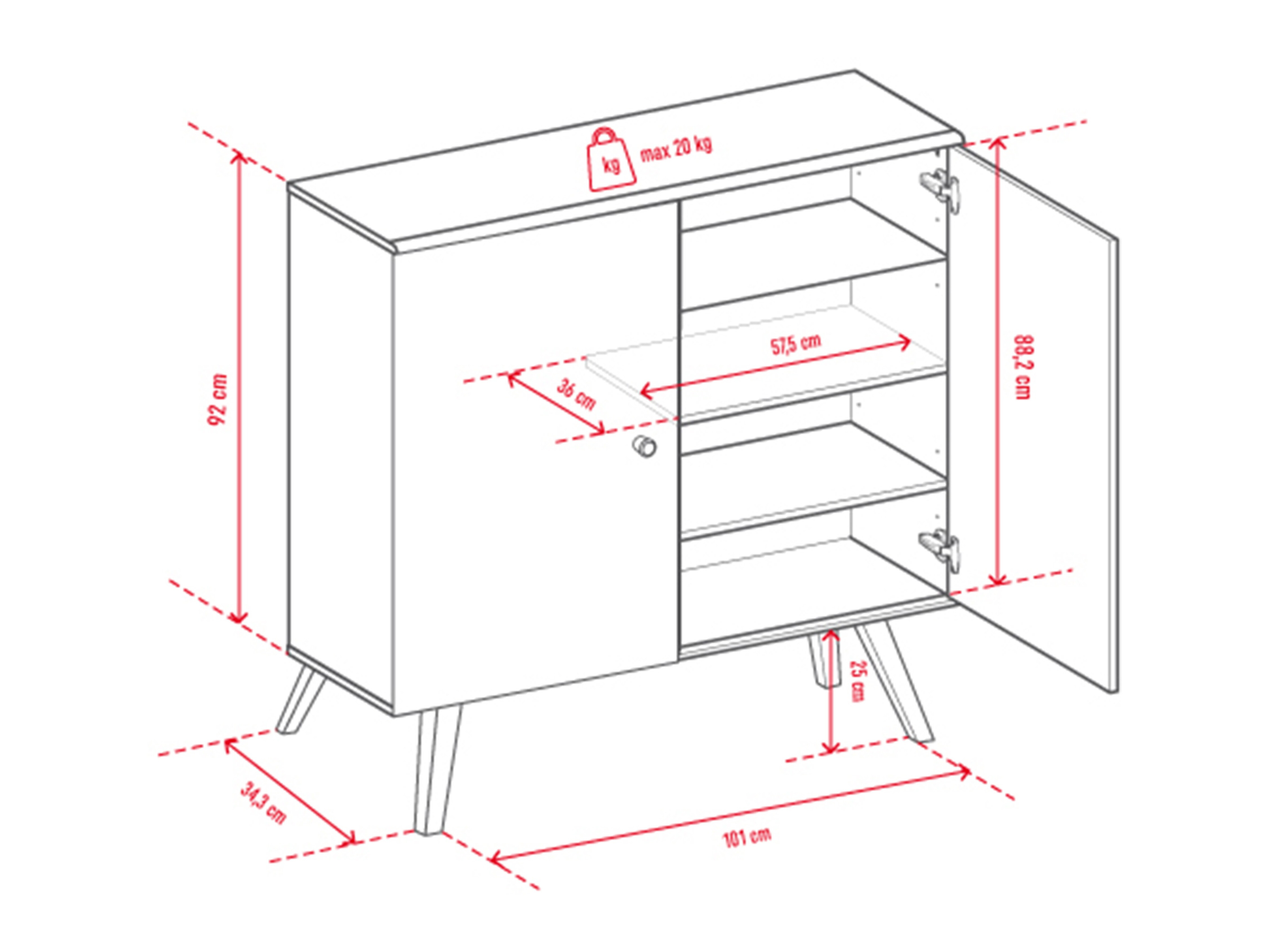 Sideboard Ruvruvi 107 (Eichenholzoptik)