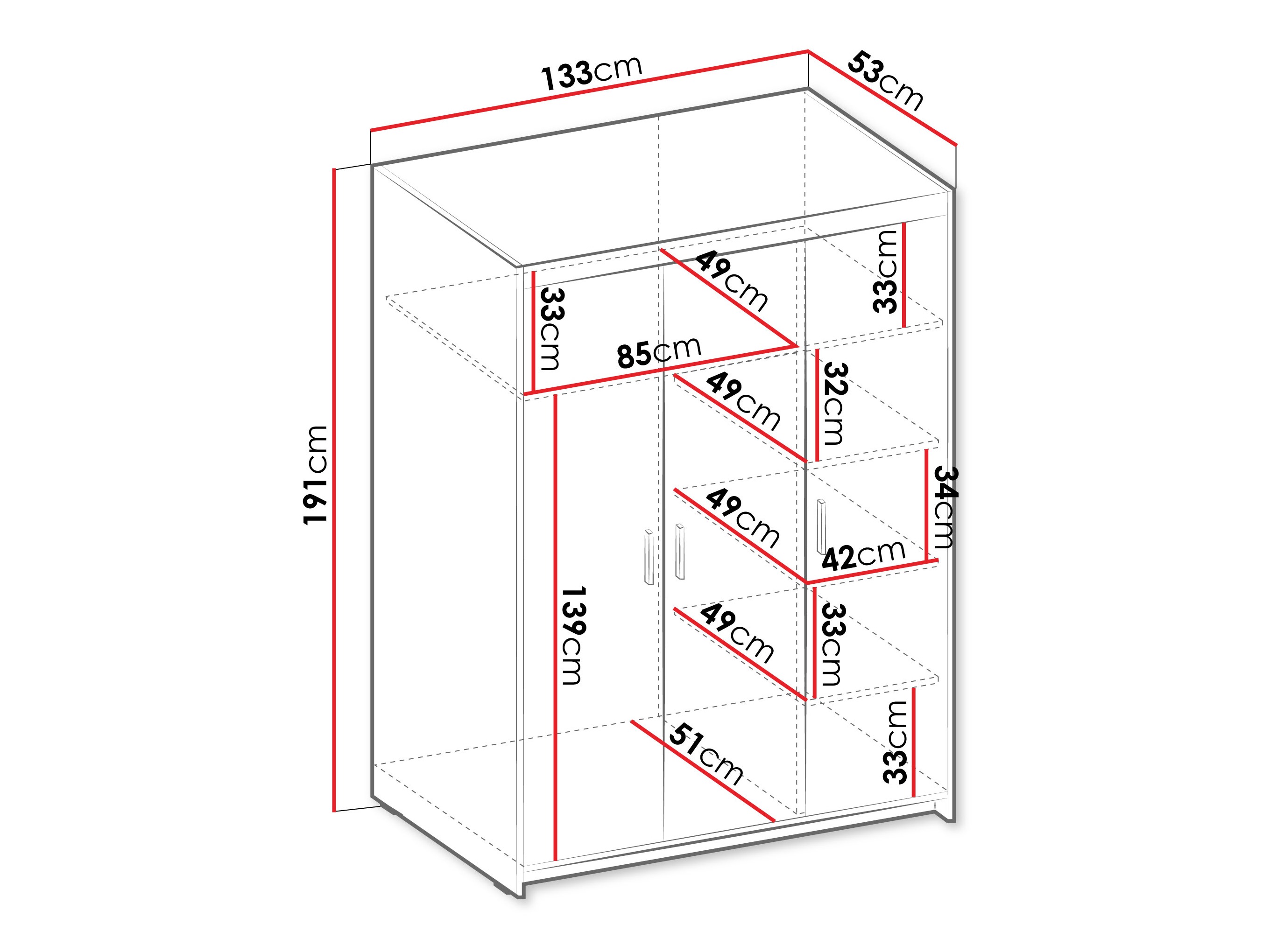 Kleiderschrank Novduni 101 (Eichenholzoptik)