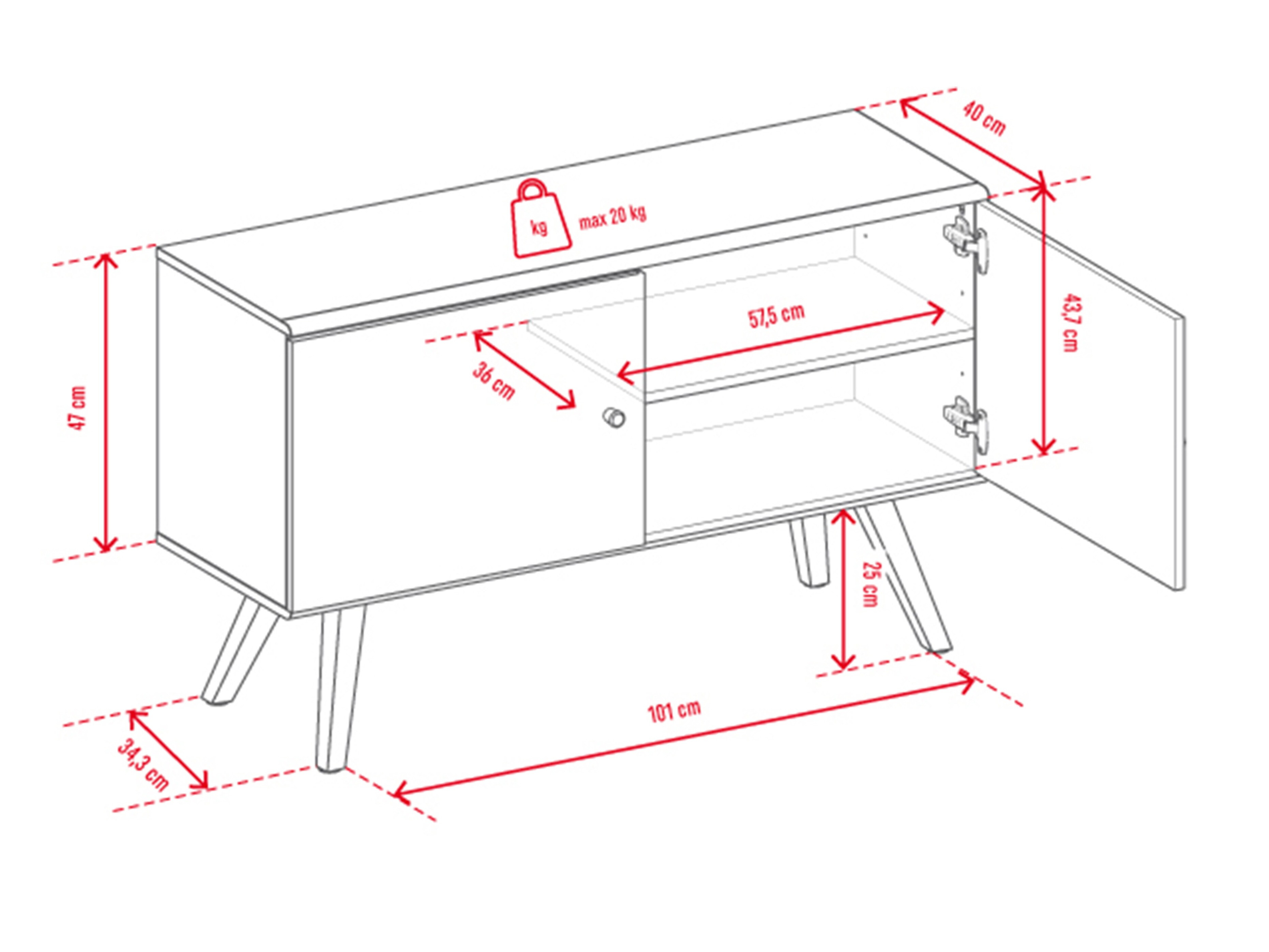 TV-Möbel Ruvruvi 108 (Eichenholzoptik)