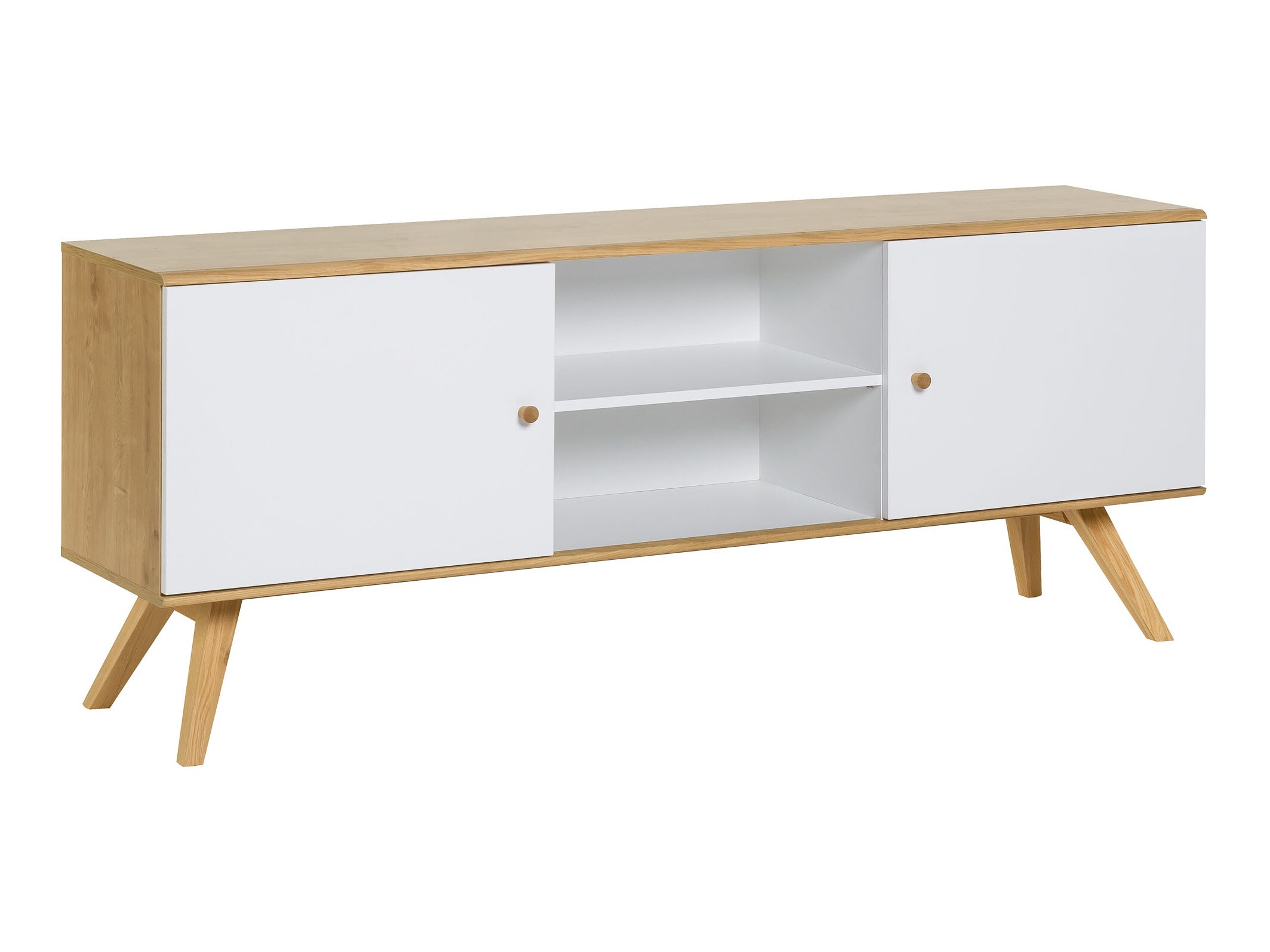 TV-Möbel Ruvruvi 109 (Weiss + Eichenholzoptik)