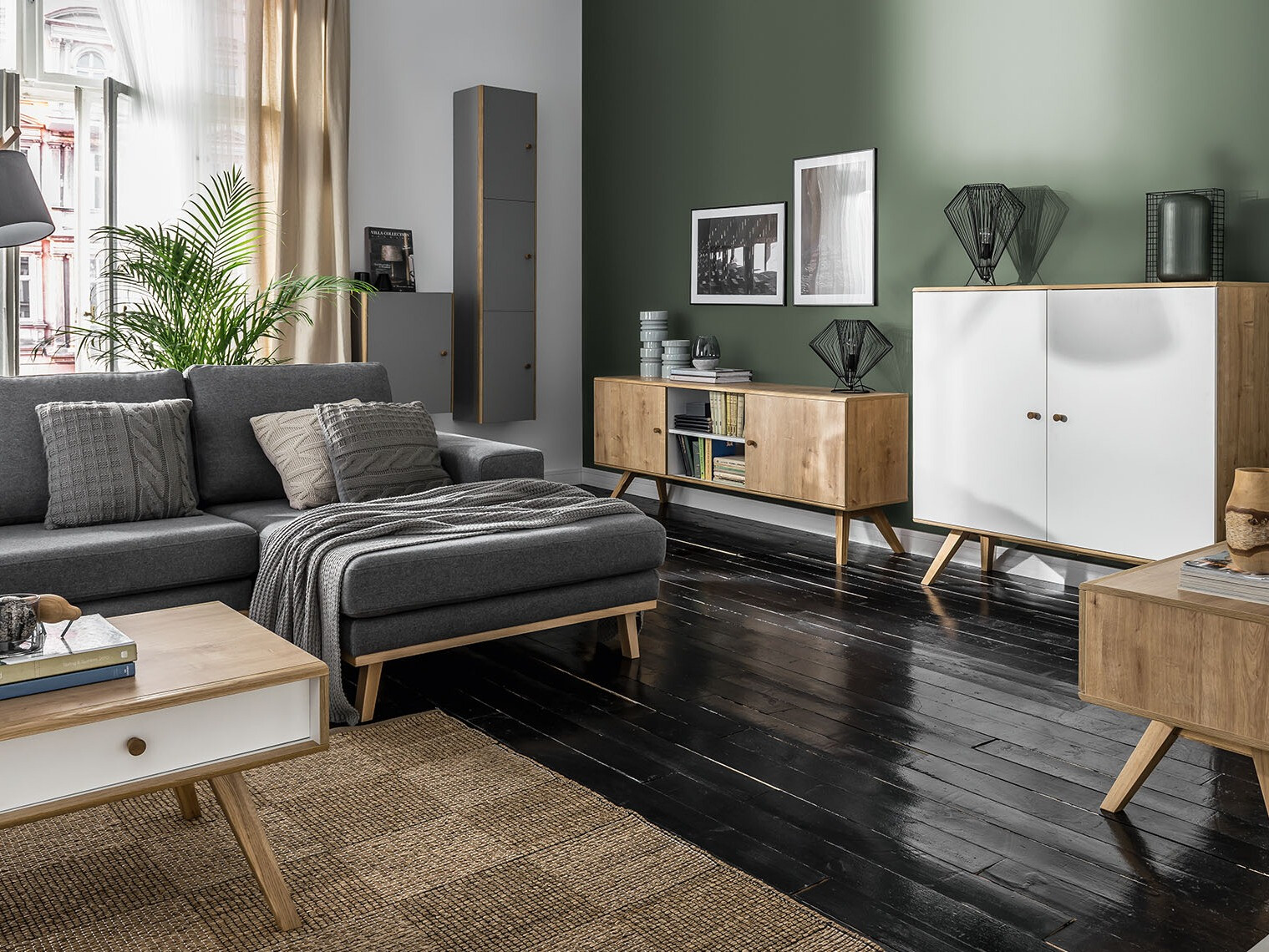 TV-Möbel Ruvruvi 109 (Weiss + Eichenholzoptik)