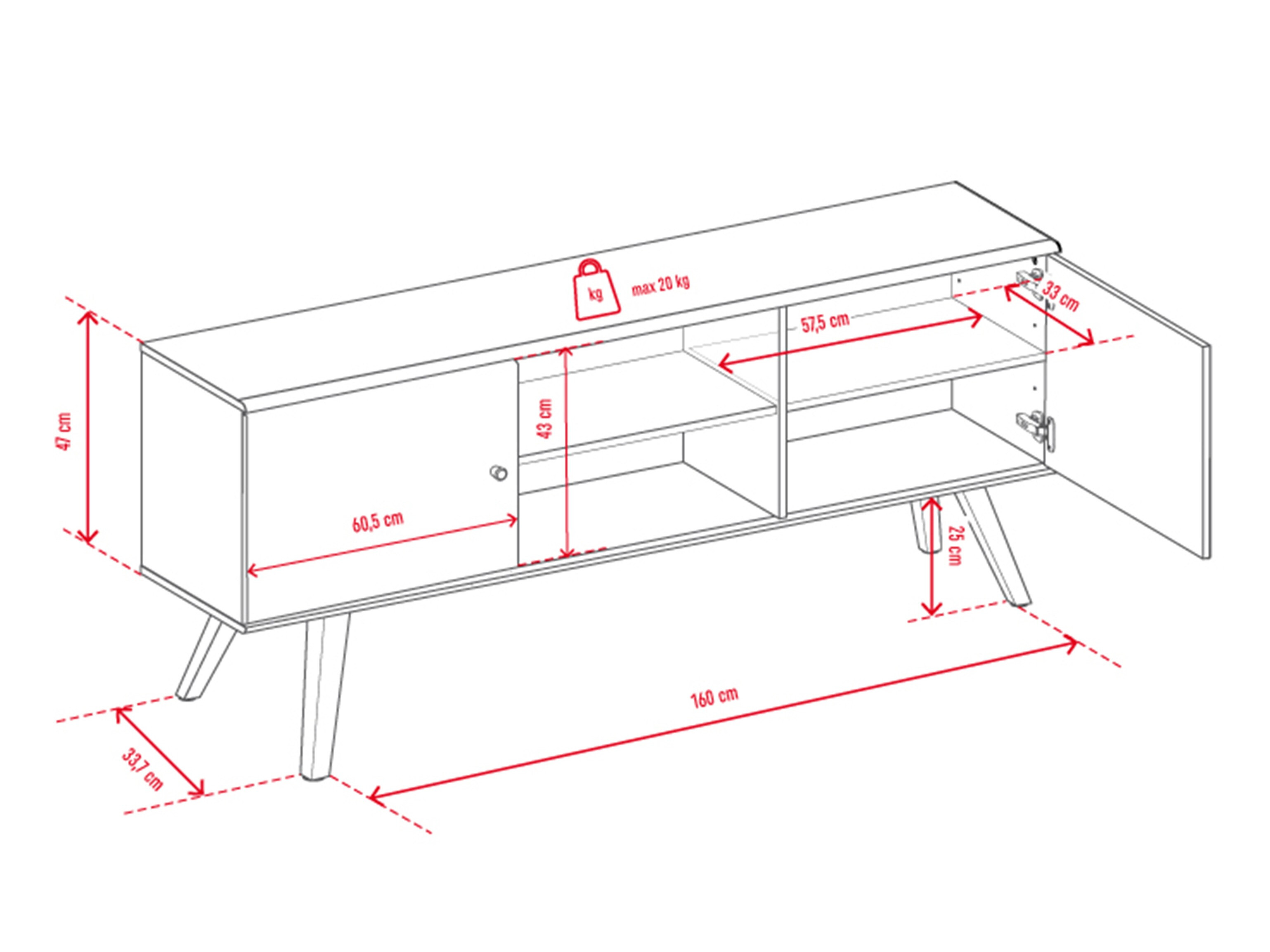 TV-Möbel Ruvruvi 109 (Weiss + Eichenholzoptik)