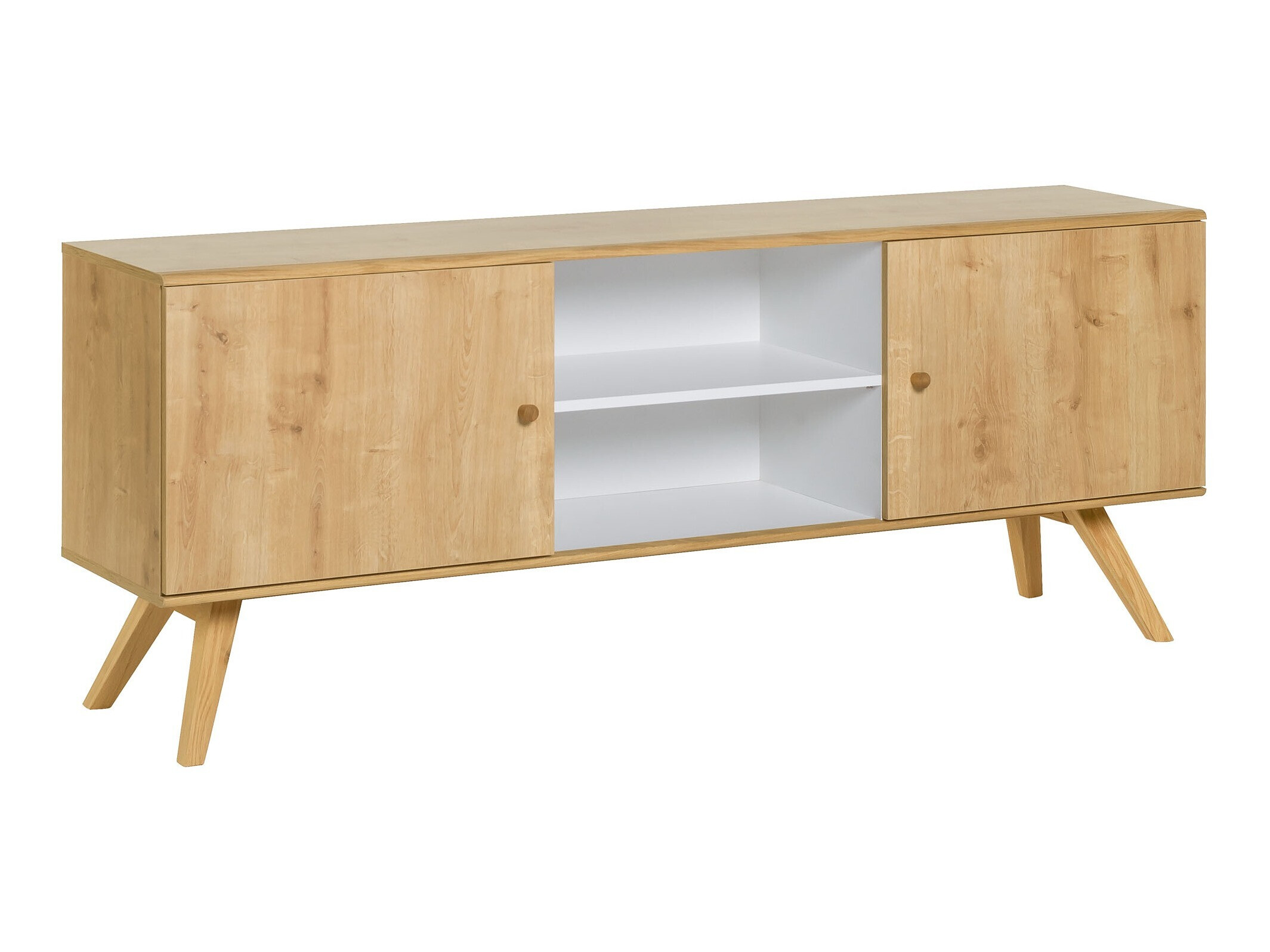 TV-Möbel Ruvruvi 109 (Weiss + Eichenholzoptik)