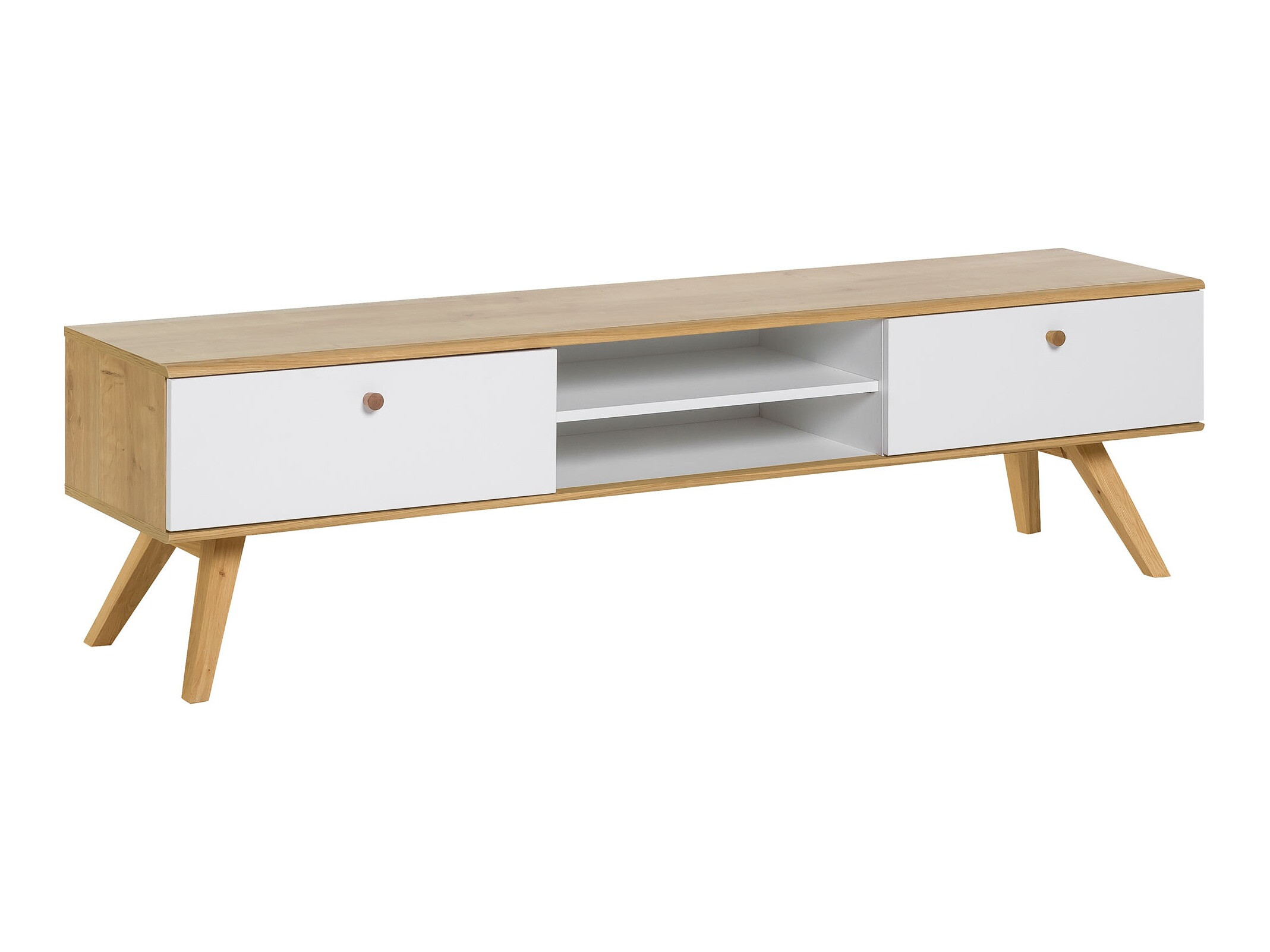 TV-Möbel Ruvruvi 112 (Weiss + Eichenholzoptik)