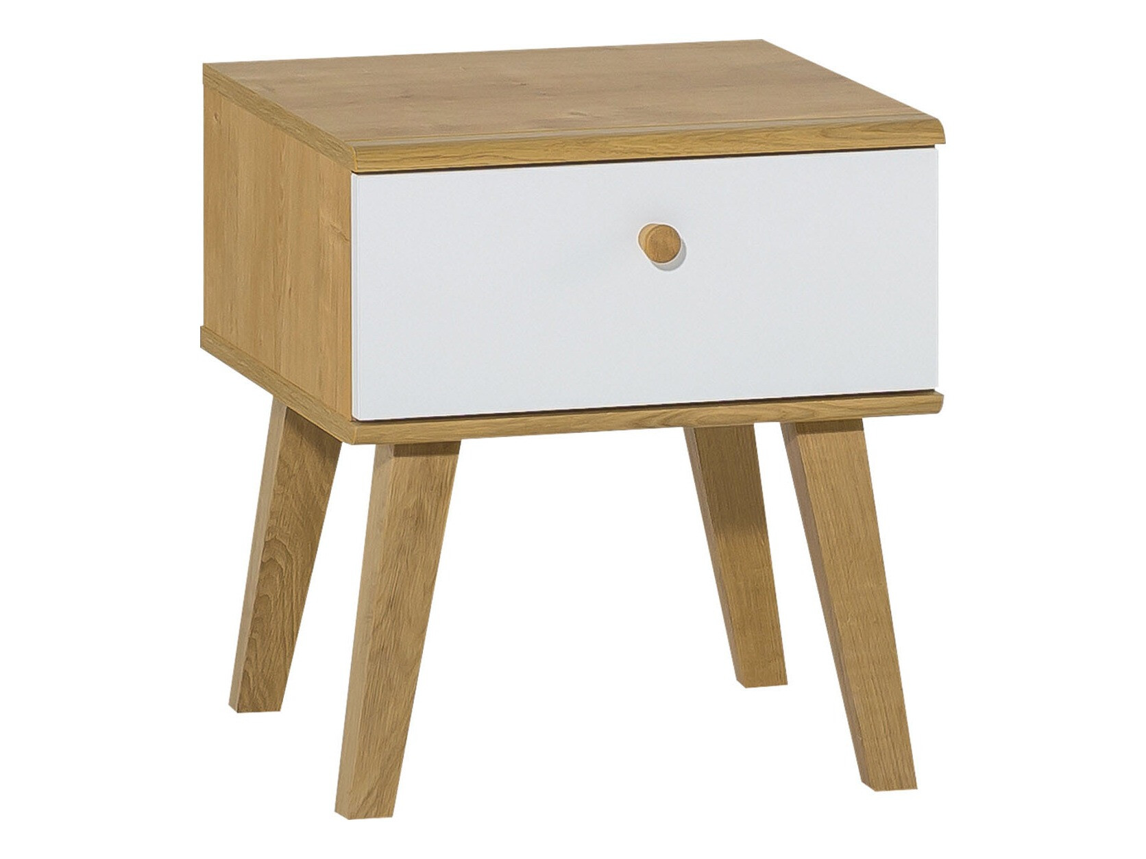 Nachttisch Ruvruvi 113 (Weiss + Eichenholzoptik)