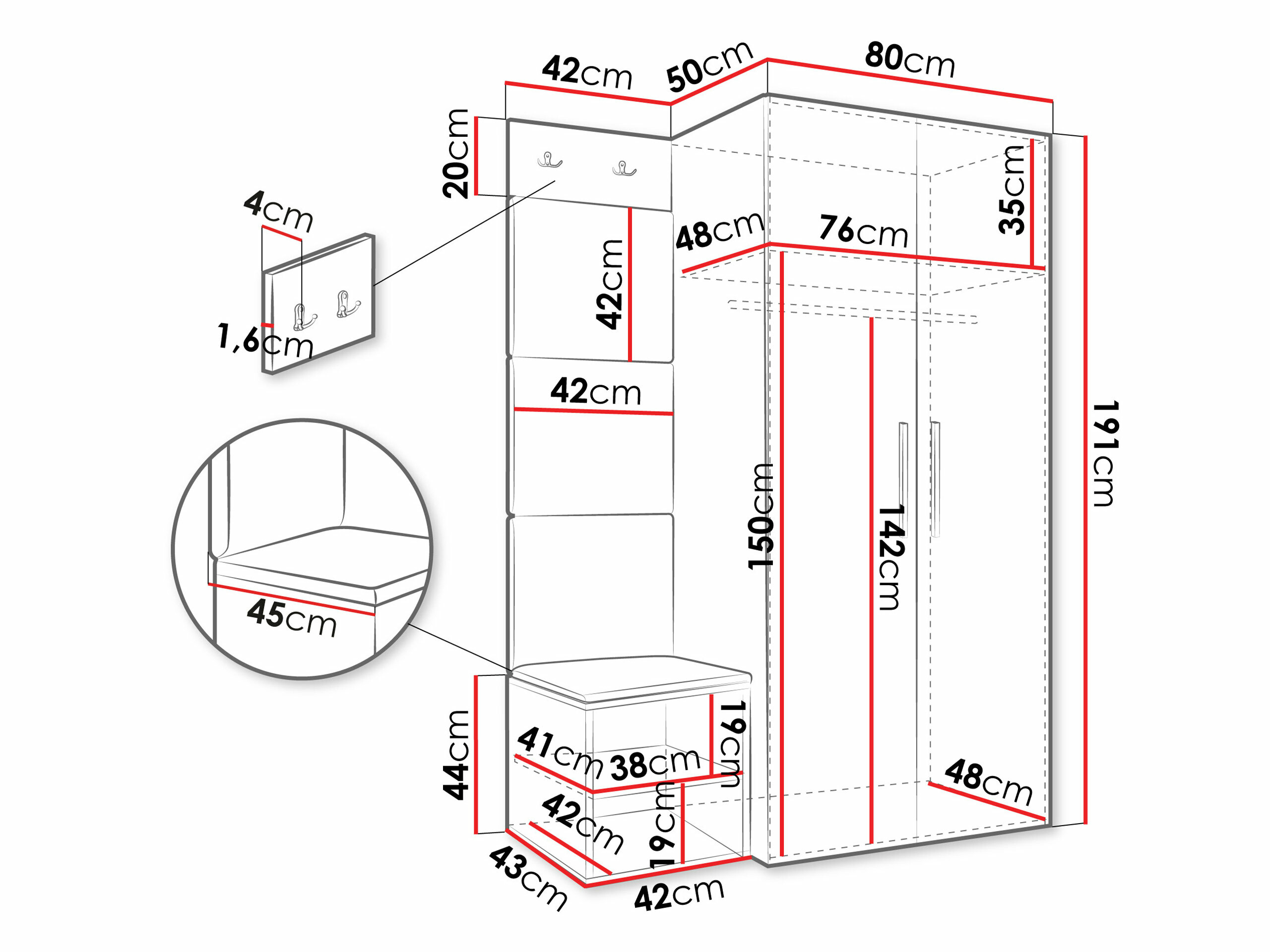 Flurgarnitur Hartford 523 (Weiss)