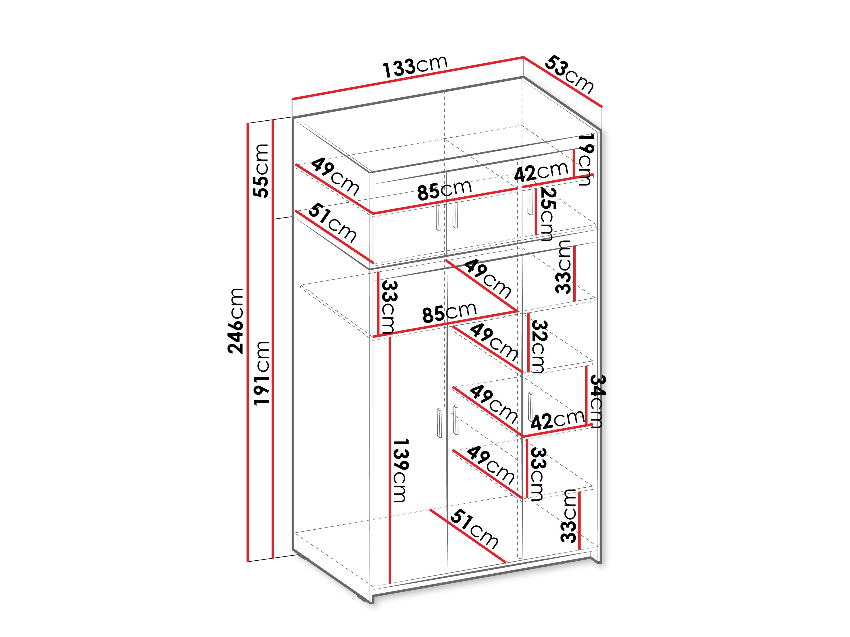 Kleiderschrank Novduni 104 (Eiche)