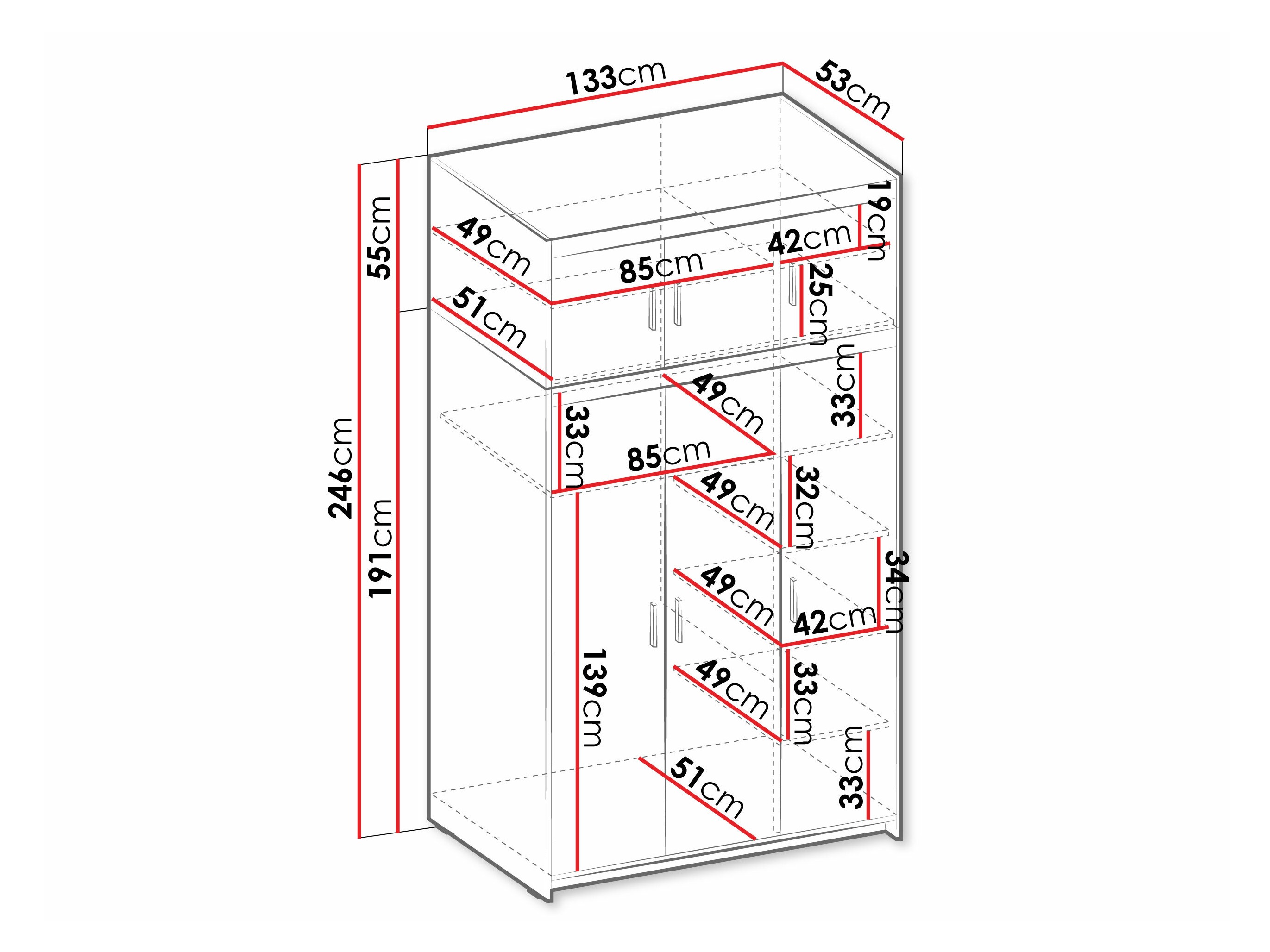 Kleiderschrank Novduni 104 (Weiss)