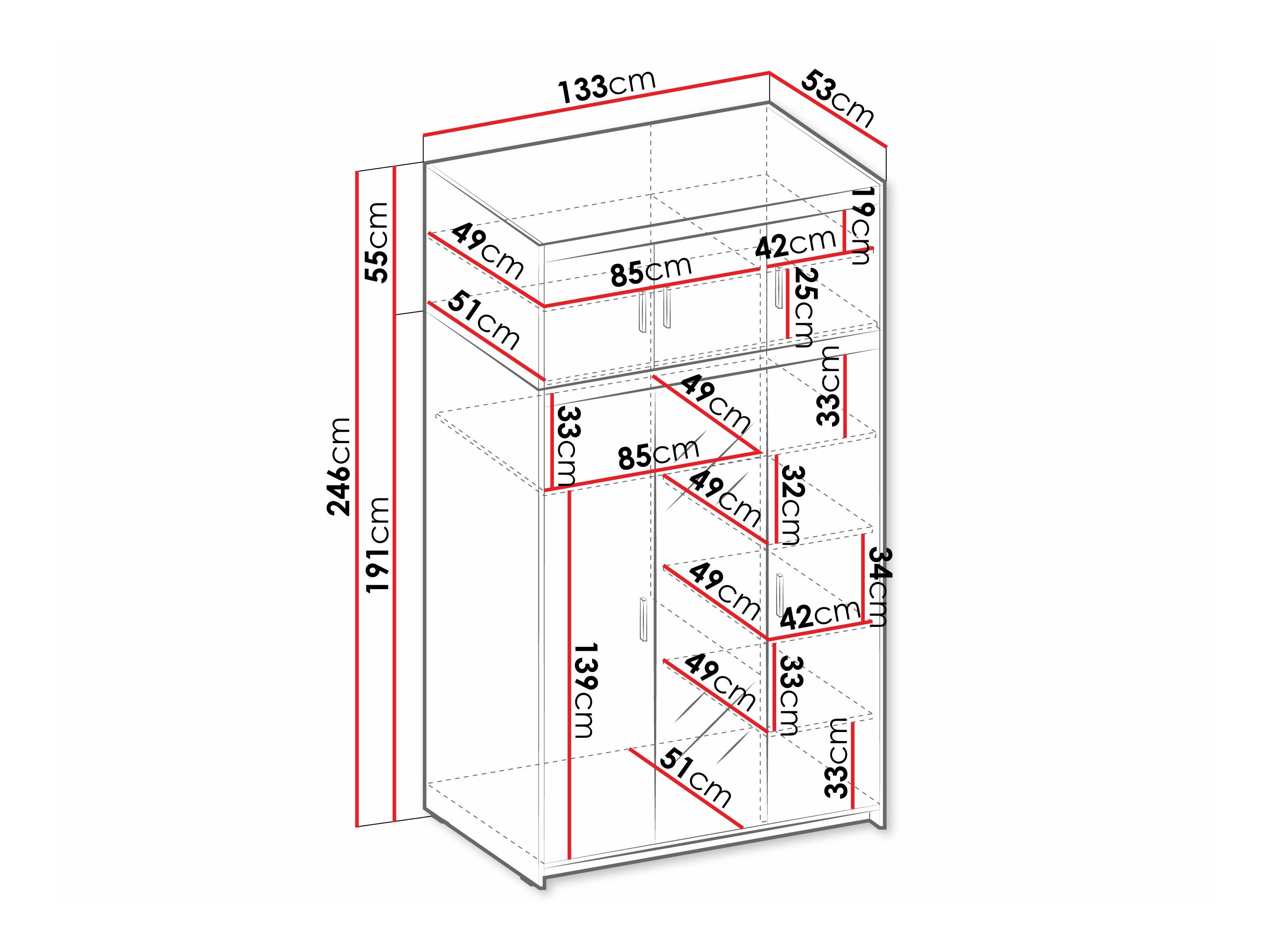 Kleiderschrank Novduni 105 (Weiss)