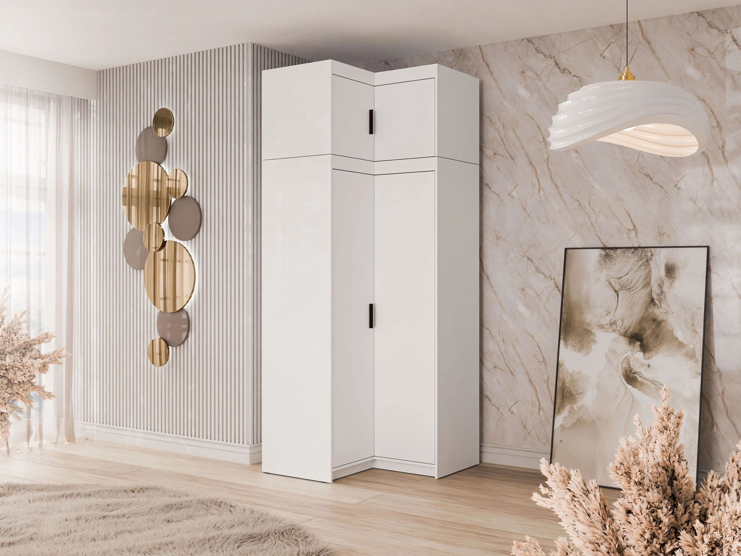 Eckkleiderschrank Novduni 121 (Weiss)