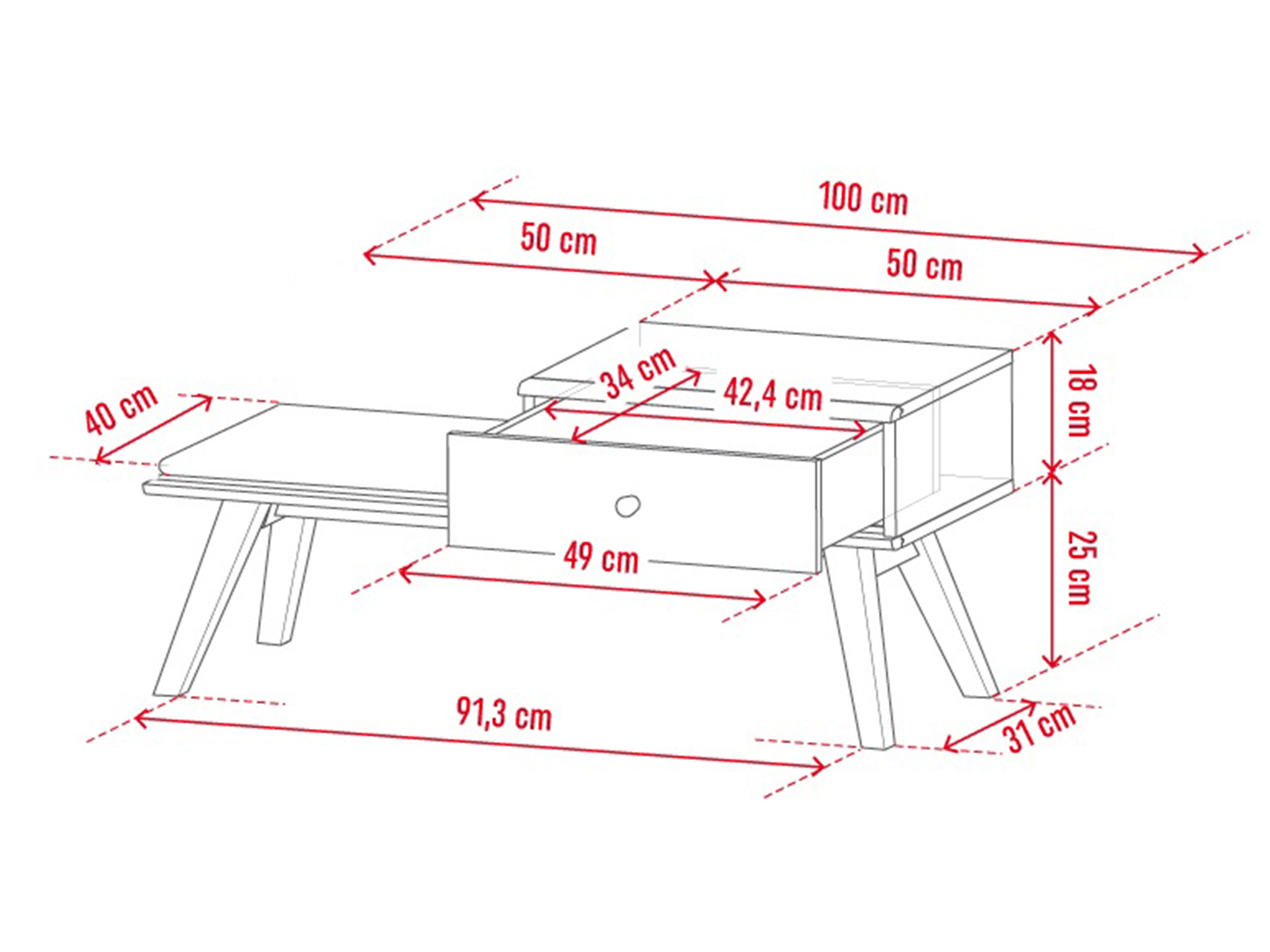 Bank Ruvruvi 117 (Weiss + Eichenholzoptik)