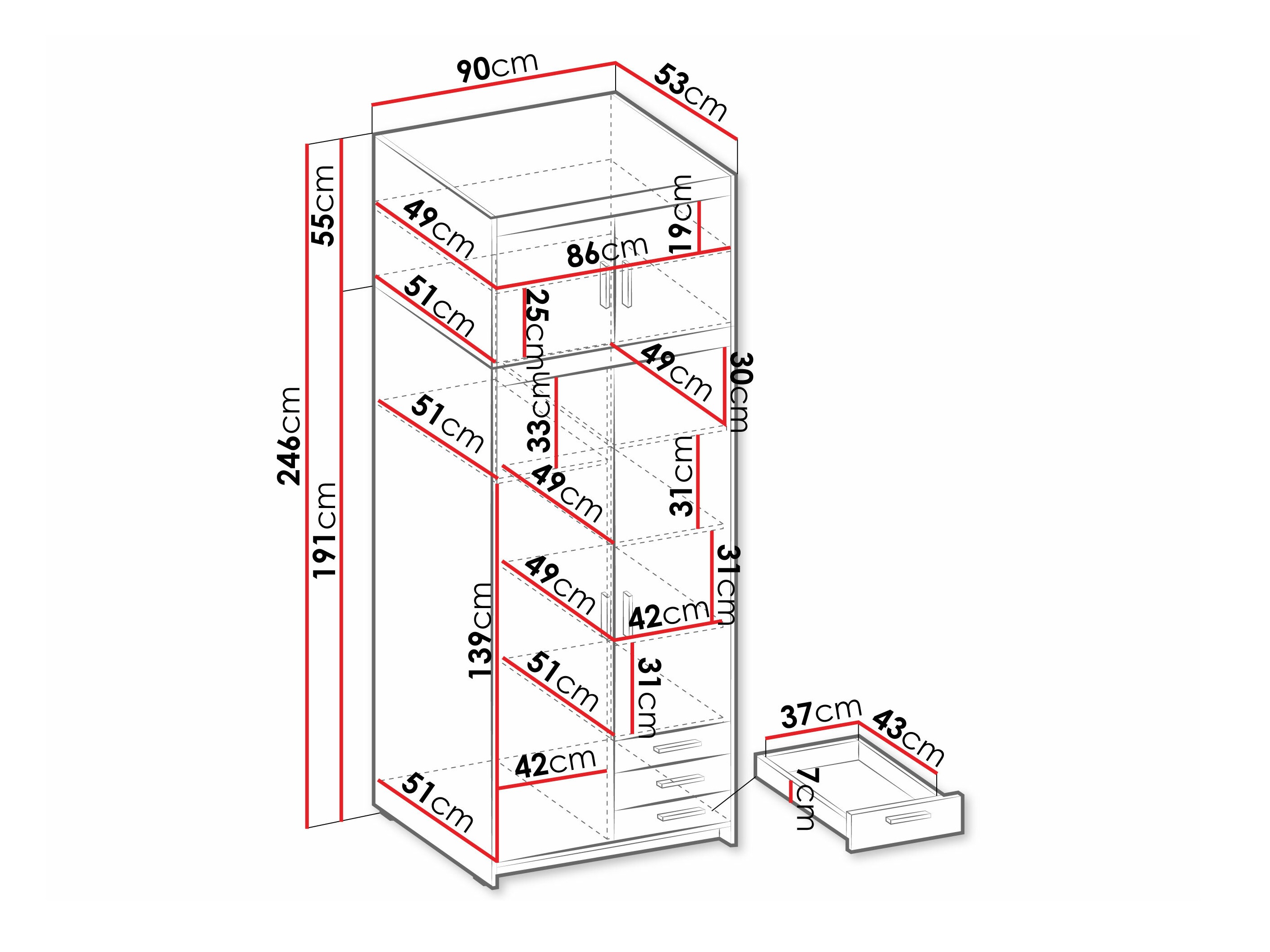 Kleiderschrank Novduni 113 (Weiss)