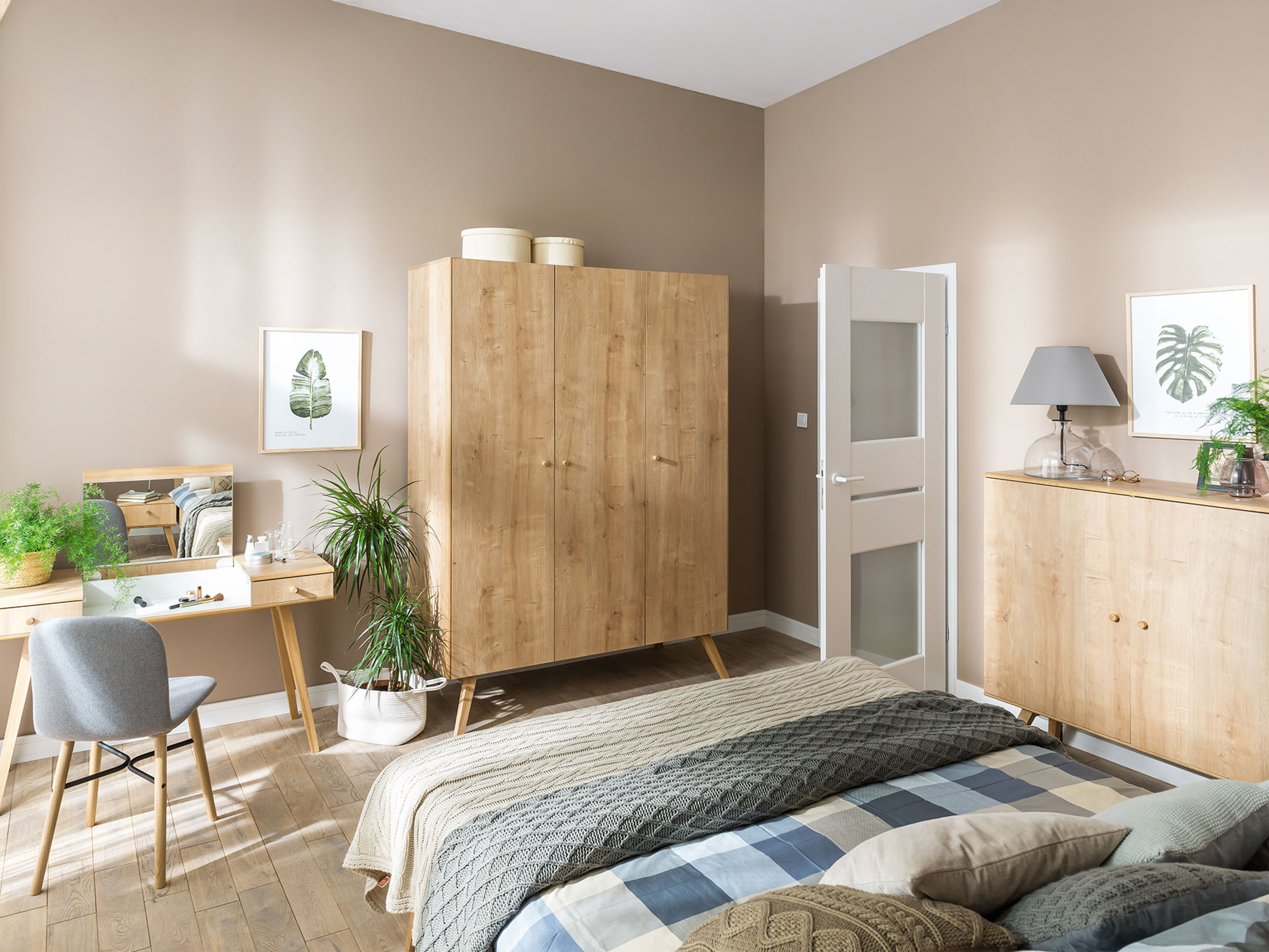 Schminktisch Ruvruvi 100 (Weiss + Eichenholzoptik)