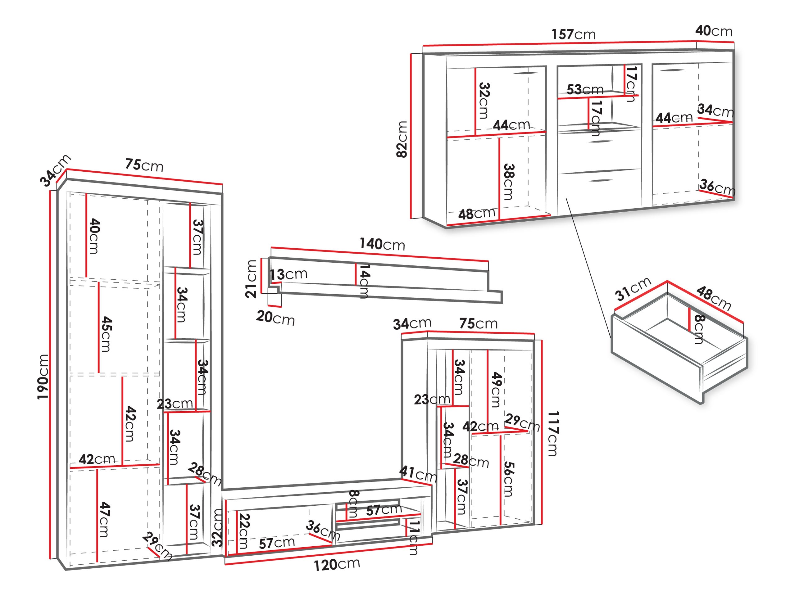 Wohnzimmer-Set Univio I (Eiche)