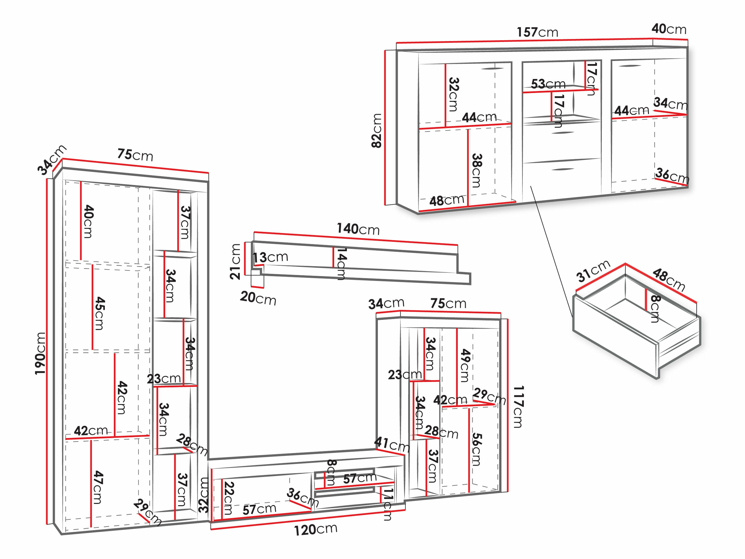 Wohnzimmer-Sets Univio I (Weiss)