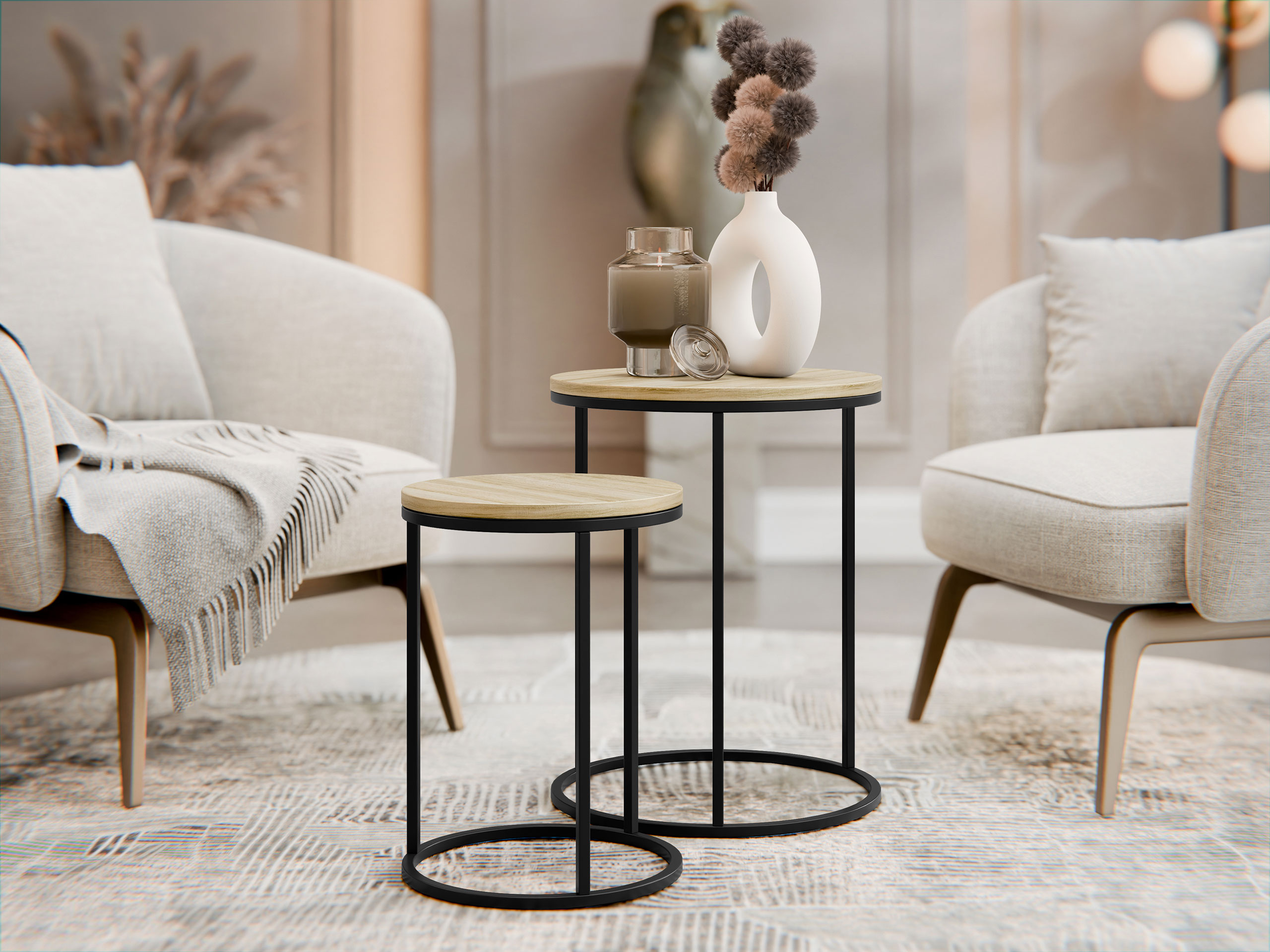 Satz beistelltische Iter (Helles Holz)