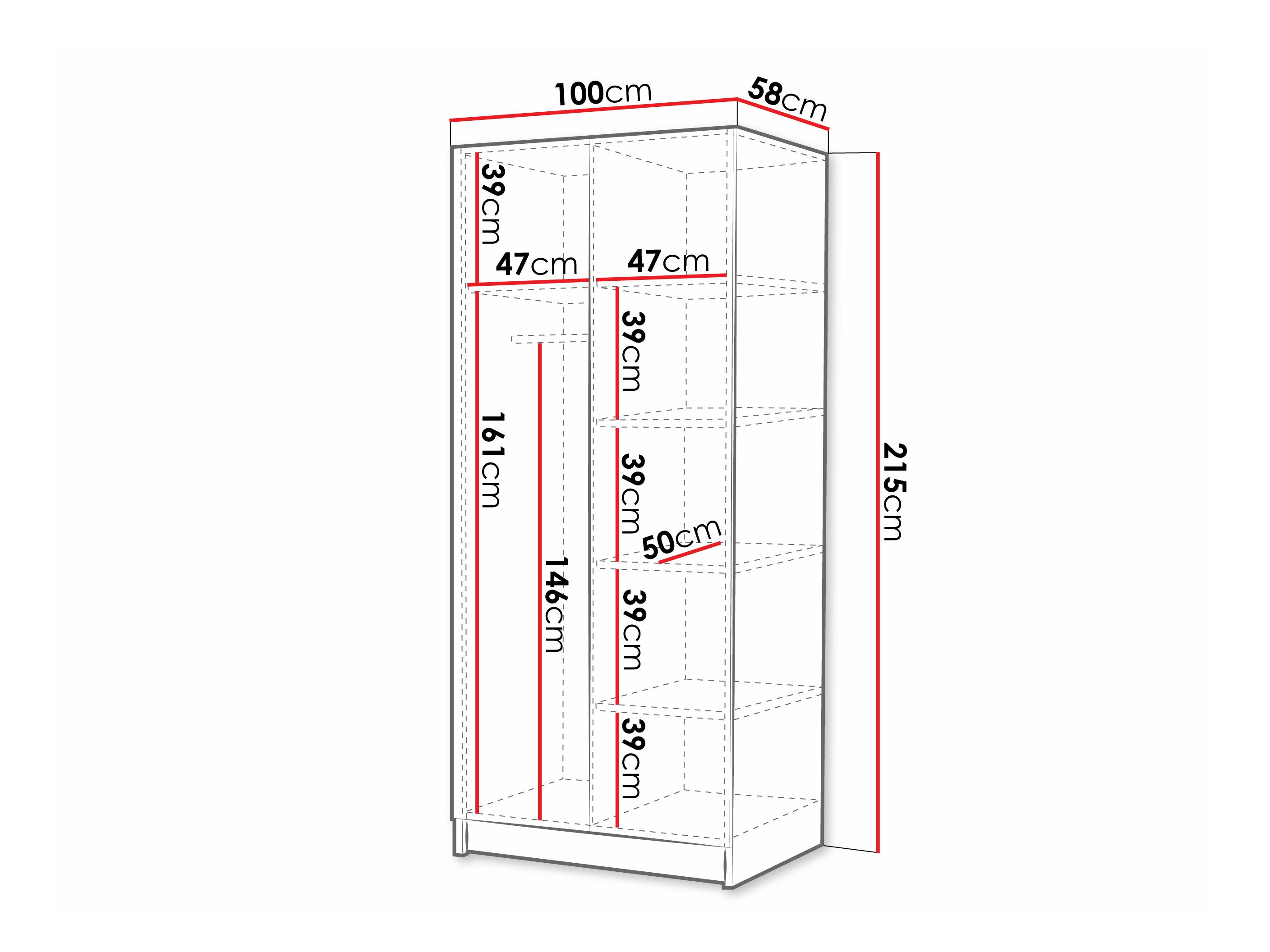 Kleiderschrank Closico Staton II (Weiss + Schwarz)