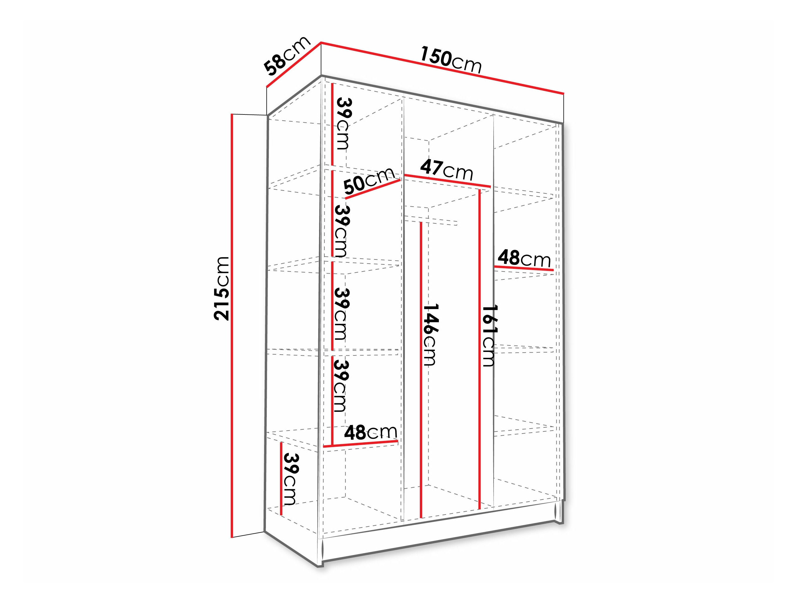 Kleiderschrank Closico Decoron I (Weiss + Schwarz)