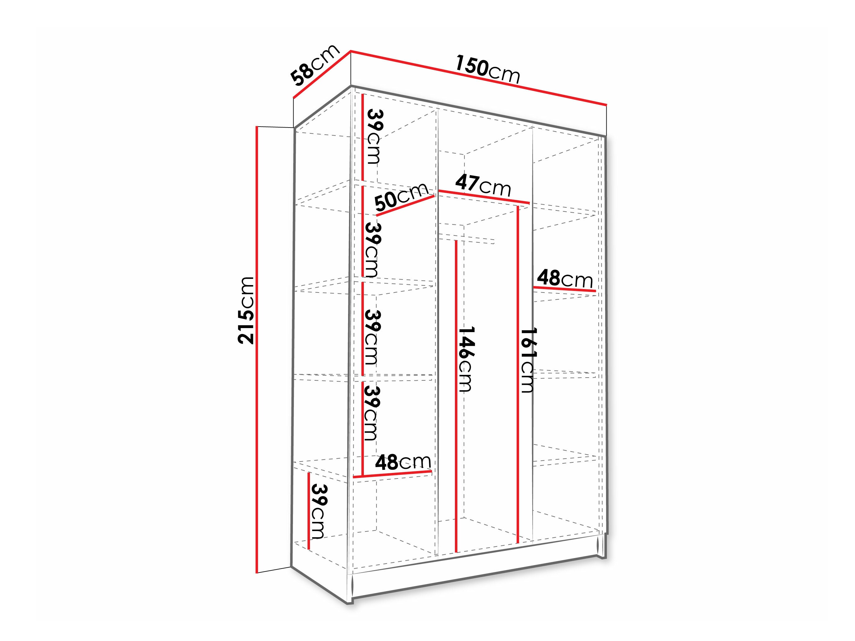 Kleiderschrank Closico Decoron III (Weiss + Schwarz)