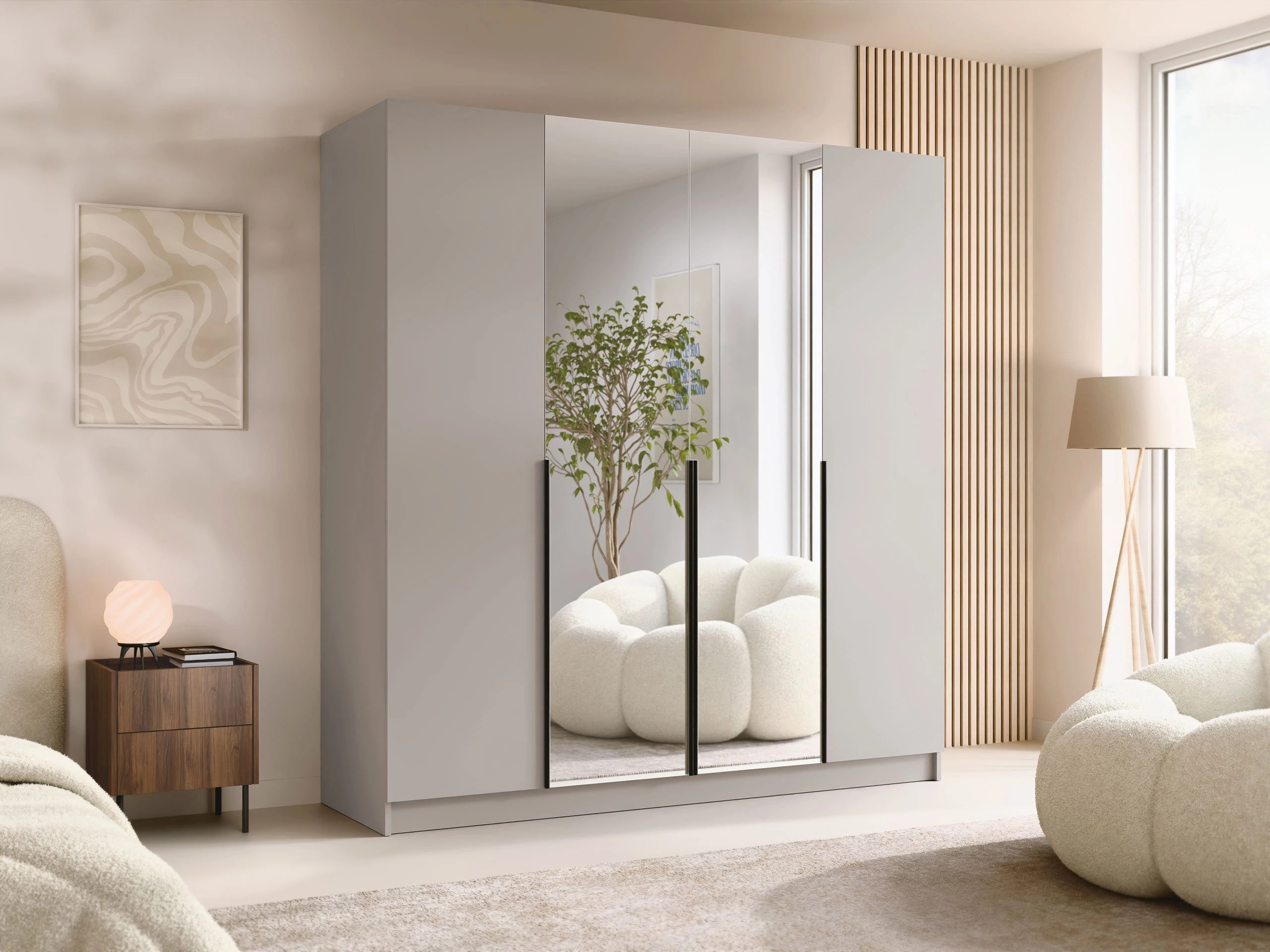 Kleiderschrank Closico Navor II (Kaschmir + Schwarz)