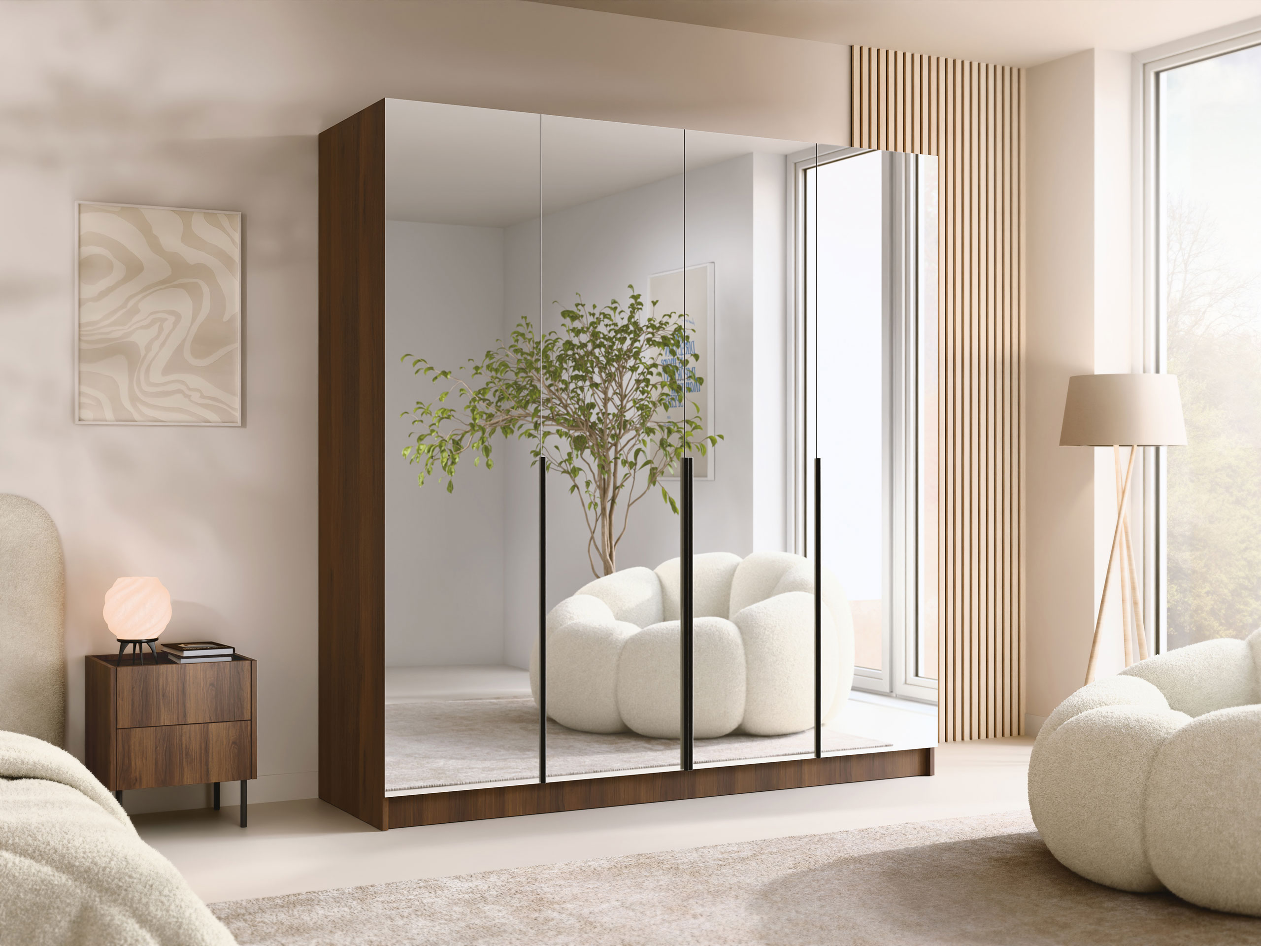 Kleiderschrank Closico Navor III (Walnussholzoptik + Schwarz)