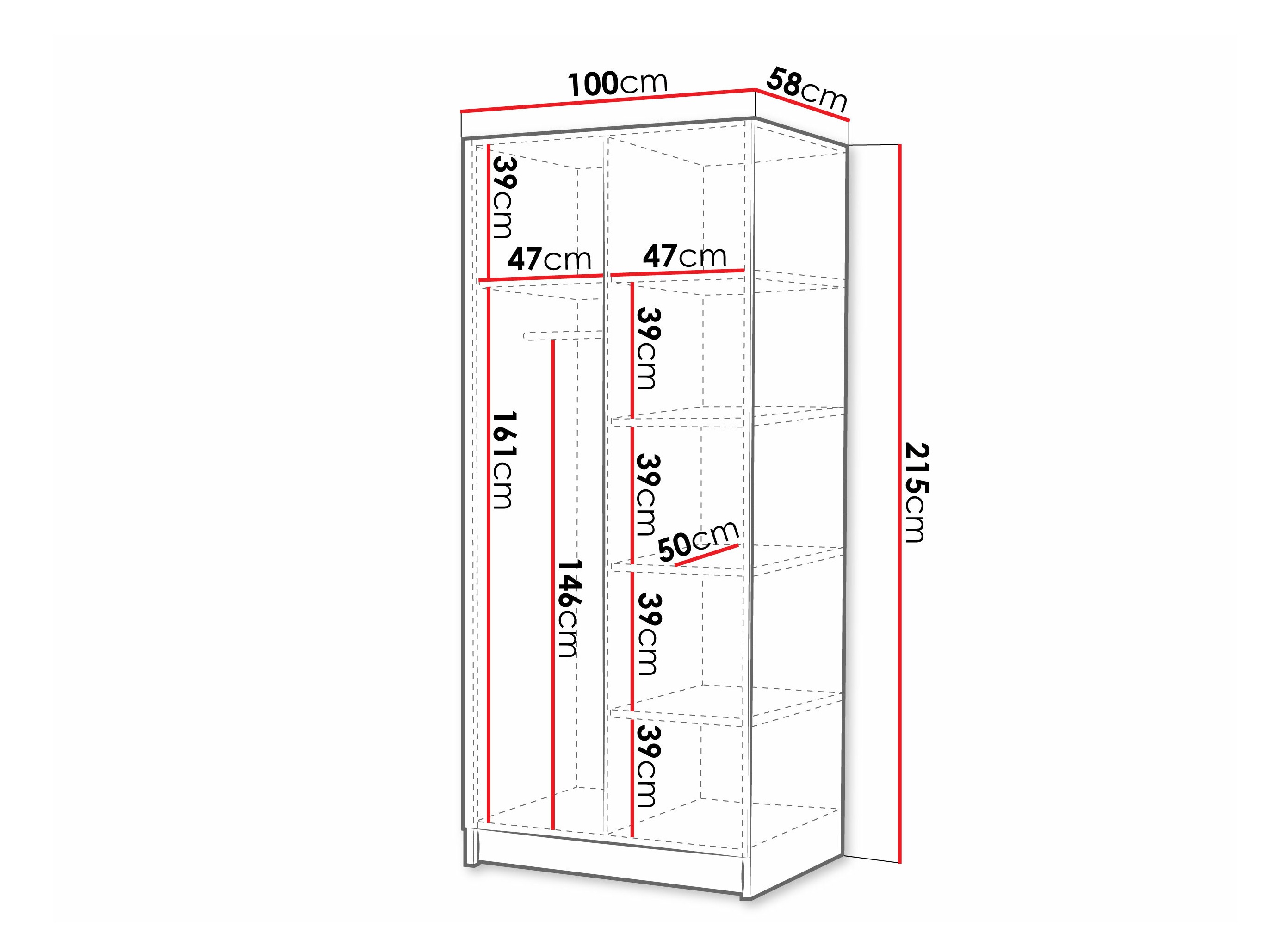 Kleiderschrank Closico Staton III (Weiss + Schwarz)