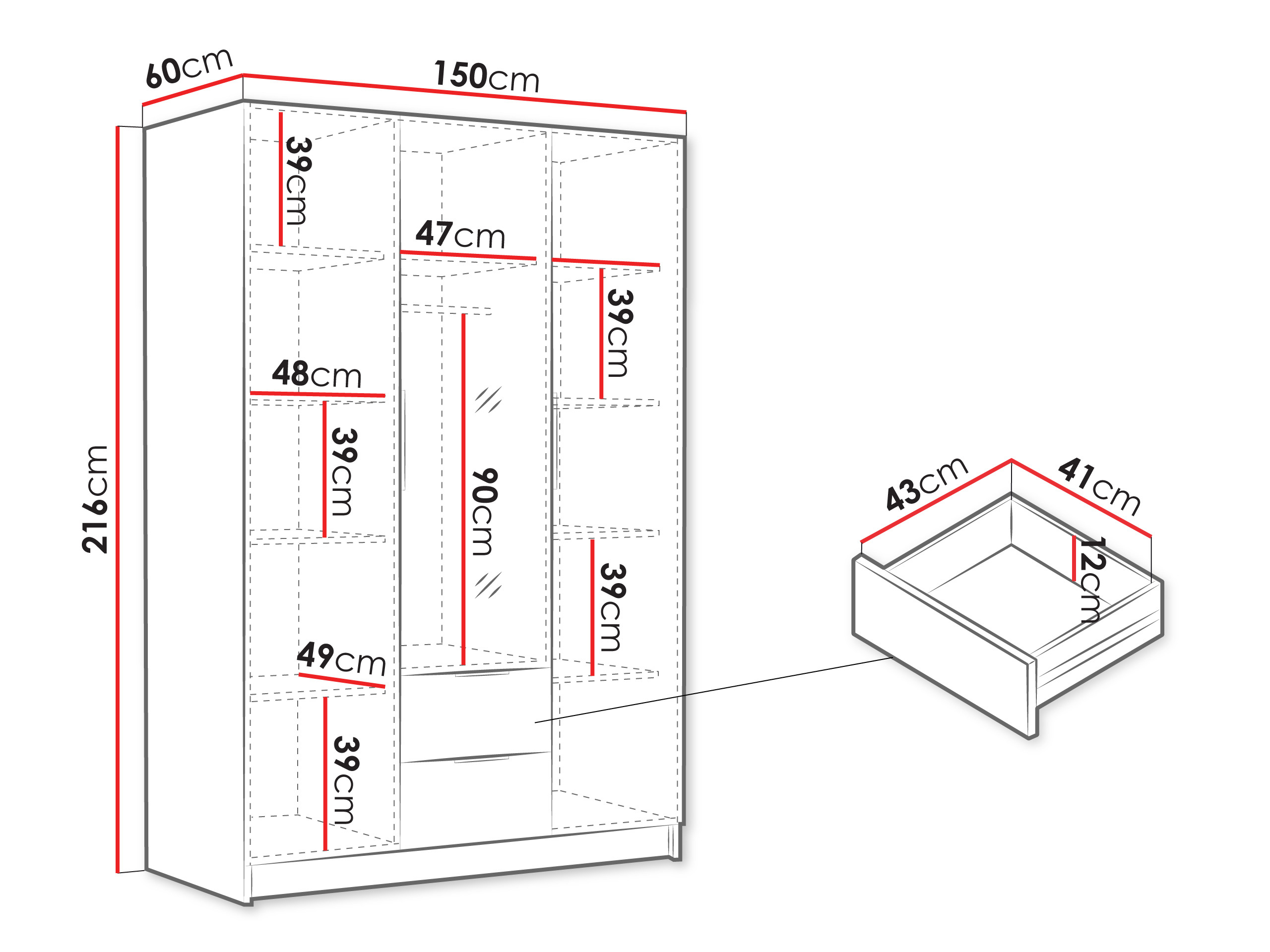 Kleiderschrank Closico Calvron II (Weiss)