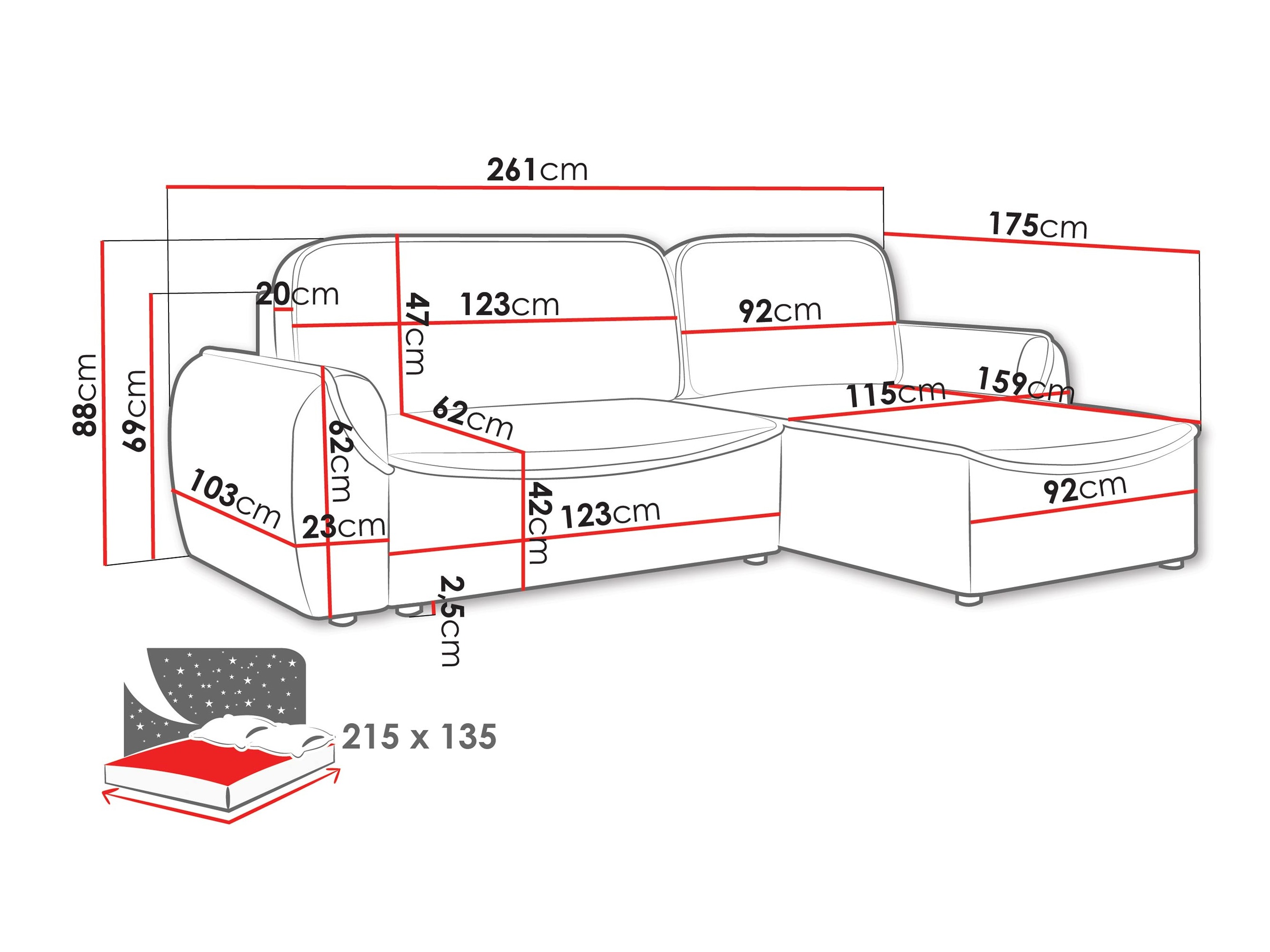 Ecksofa Luces (Cruz 80)