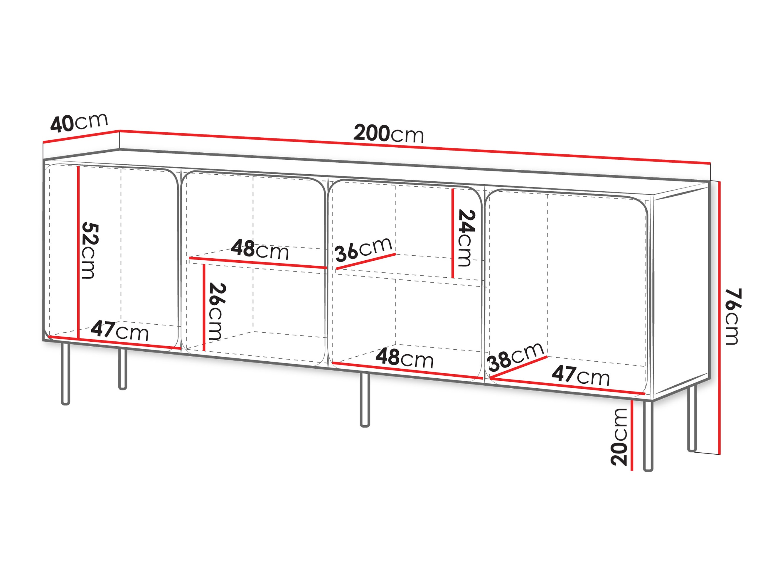 Sideboard Fentore 100 (Rot)
